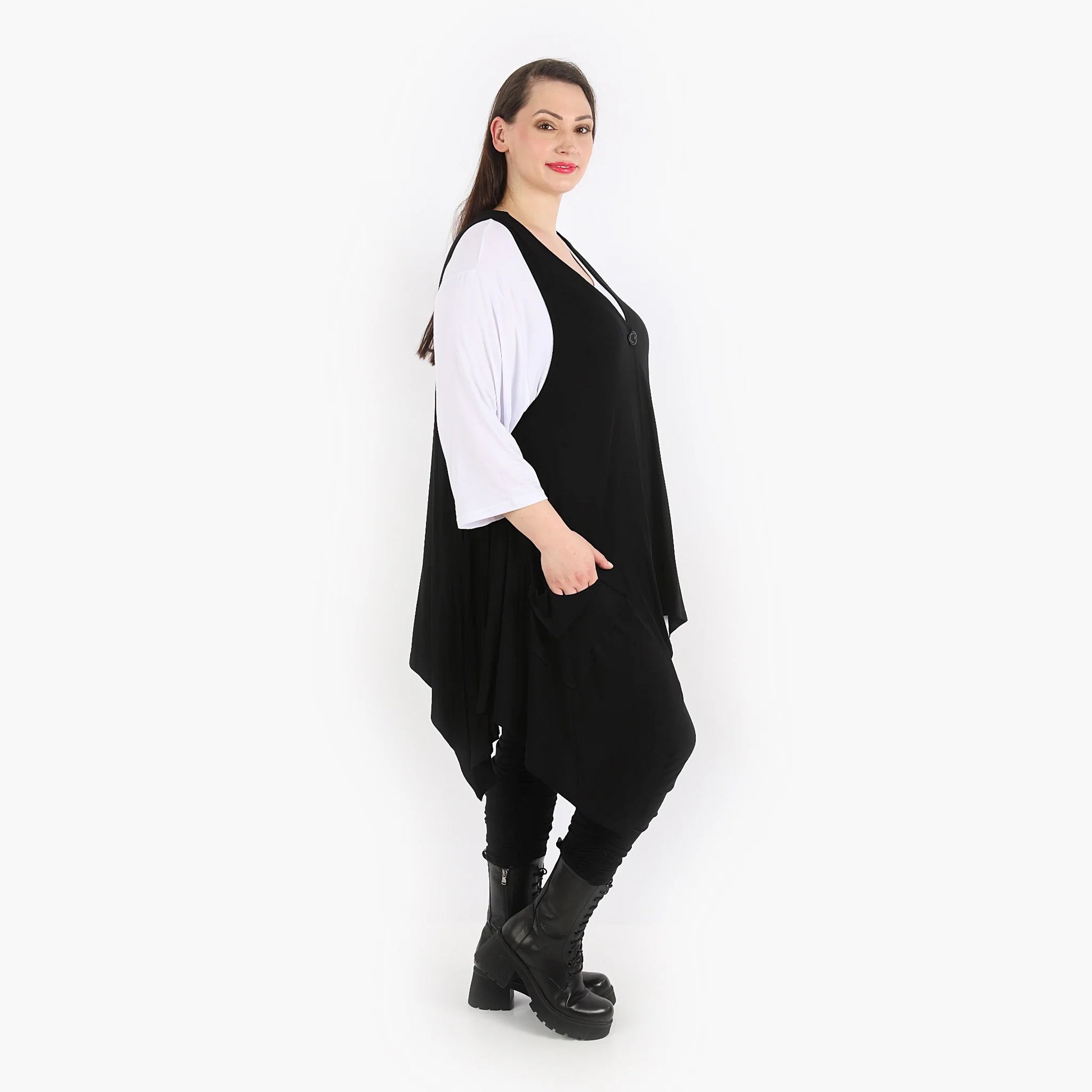  A-Form Weste von AKH Fashion aus Viskose, 1312.00110, Schwarz, Unifarben, Schick, Modern