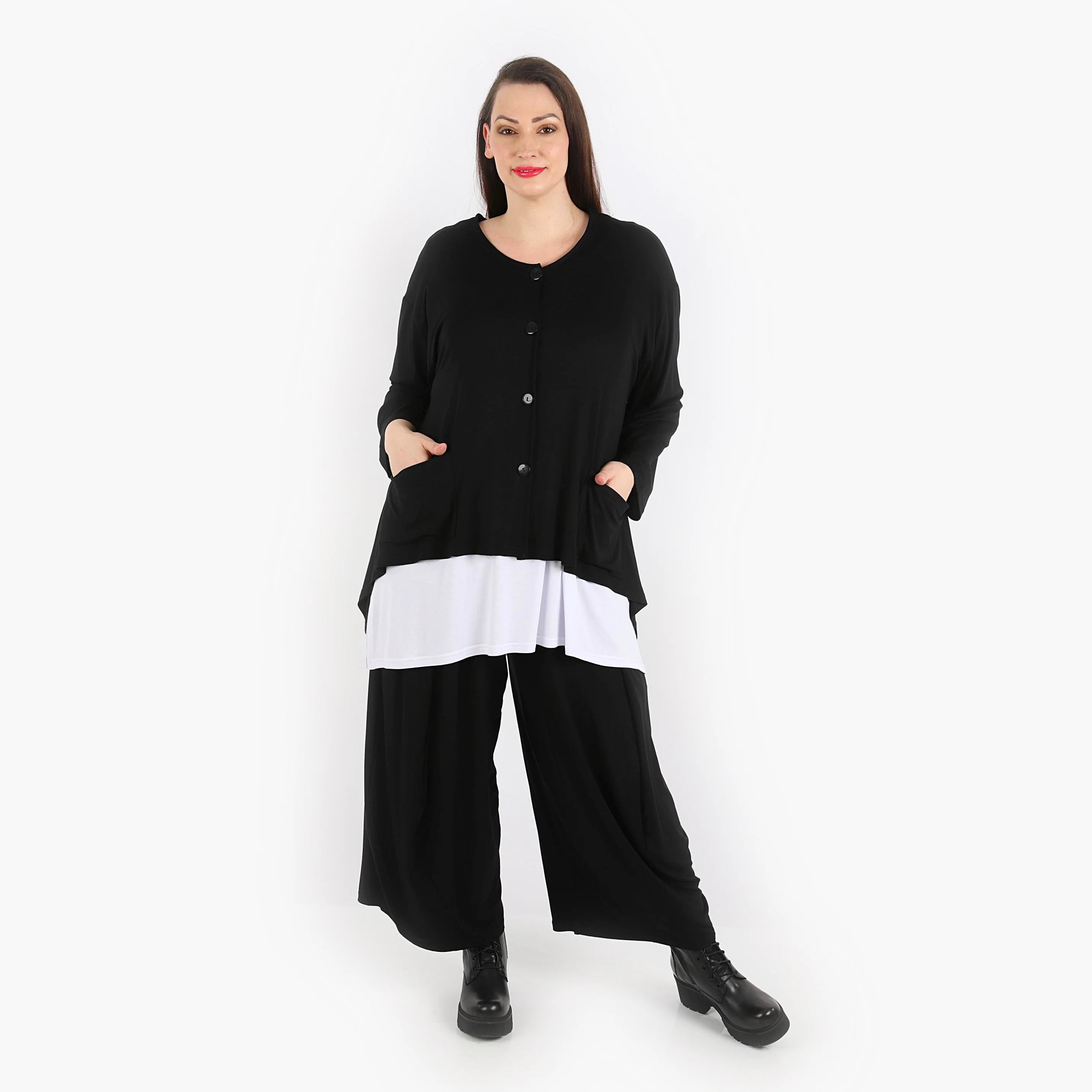  A-Form Jacke von AKH Fashion aus Viskose, 1312.00118, Schwarz, Schick, Modern, Bequem
