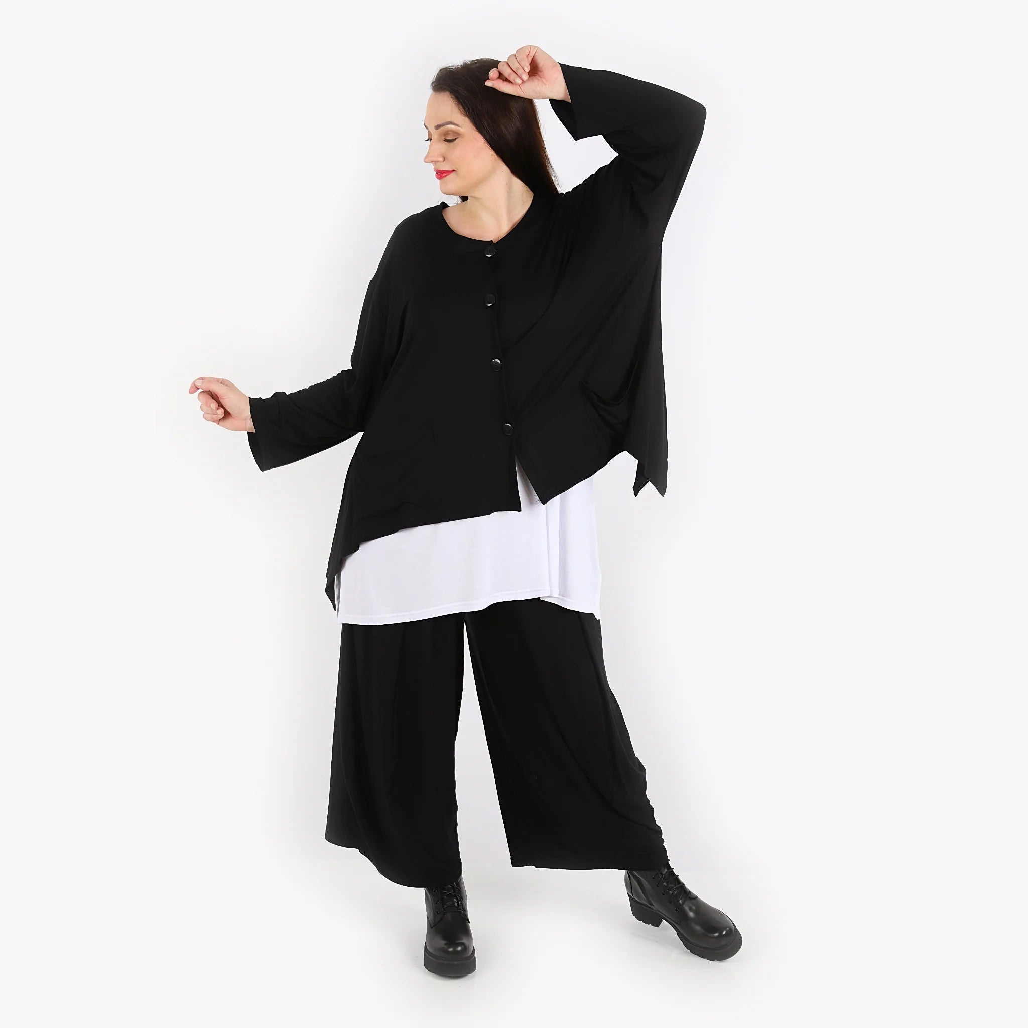  A-Form Jacke von AKH Fashion aus Viskose, 1312.00118, Schwarz, Schick, Modern, Bequem