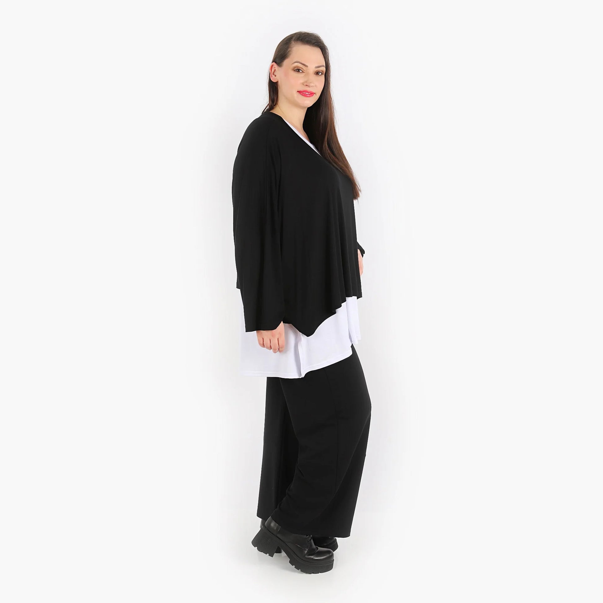  Hose von AKH Fashion aus Viskose in gerader Form, 1312.00122, Schwarz, Unifarben, Schick