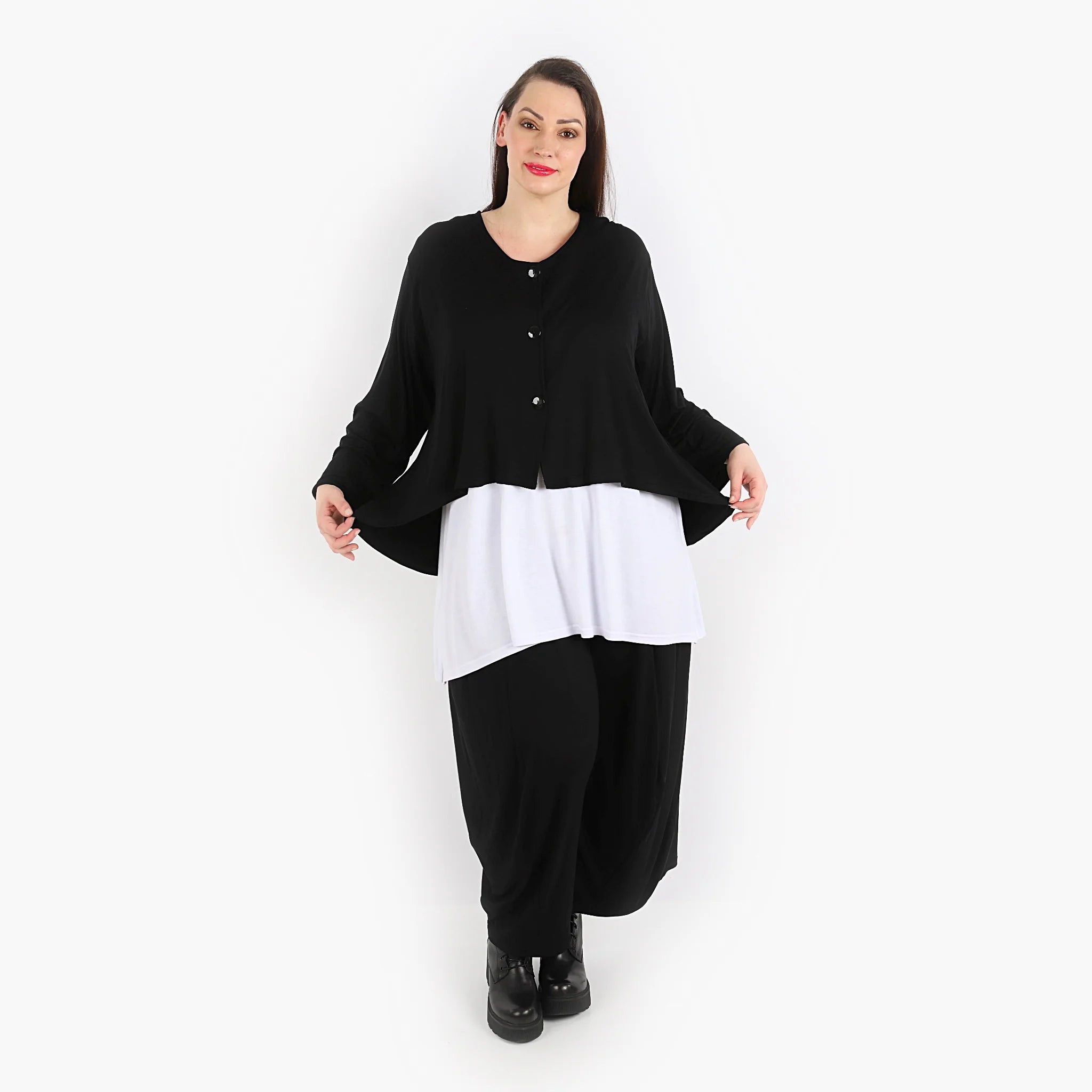  AKH Fashion Jacke in gerundeter Form, aus Viskose, 1312.00130, Schwarz, Schick, Modern