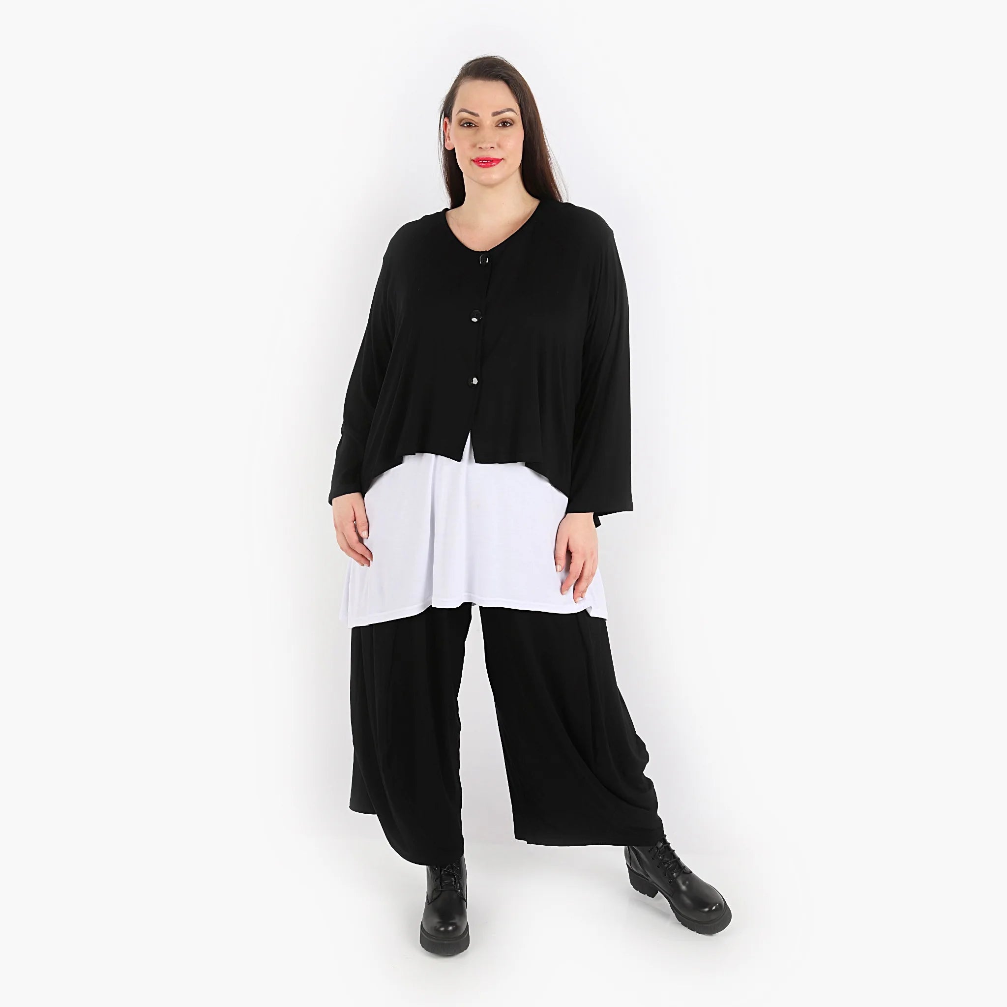  AKH Fashion Jacke in gerundeter Form, aus Viskose, 1312.00130, Schwarz, Schick, Modern