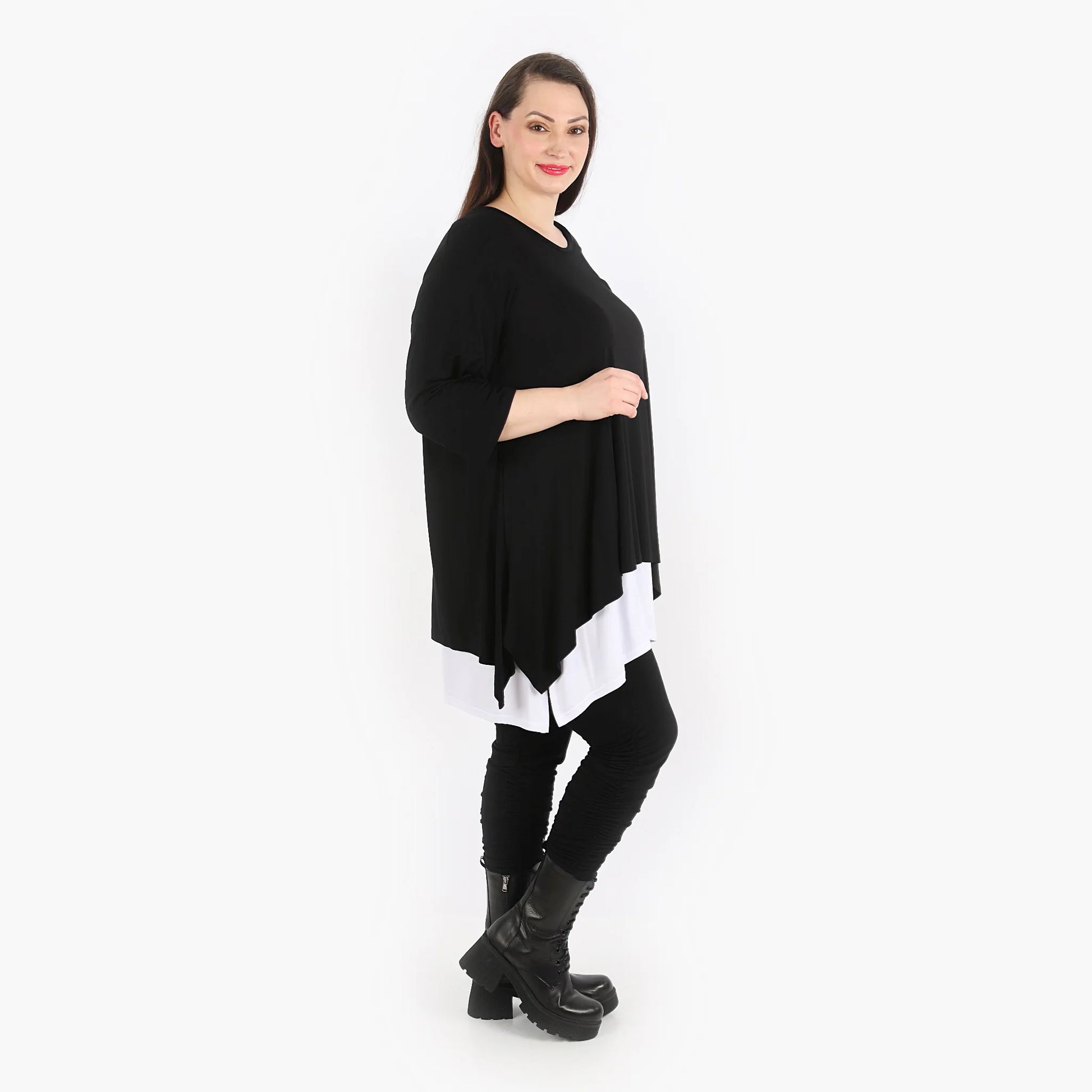  A-Form Shirt von AKH Fashion aus Viskose, 1312.01019, Schwarz, Unifarben, Schick, Modern