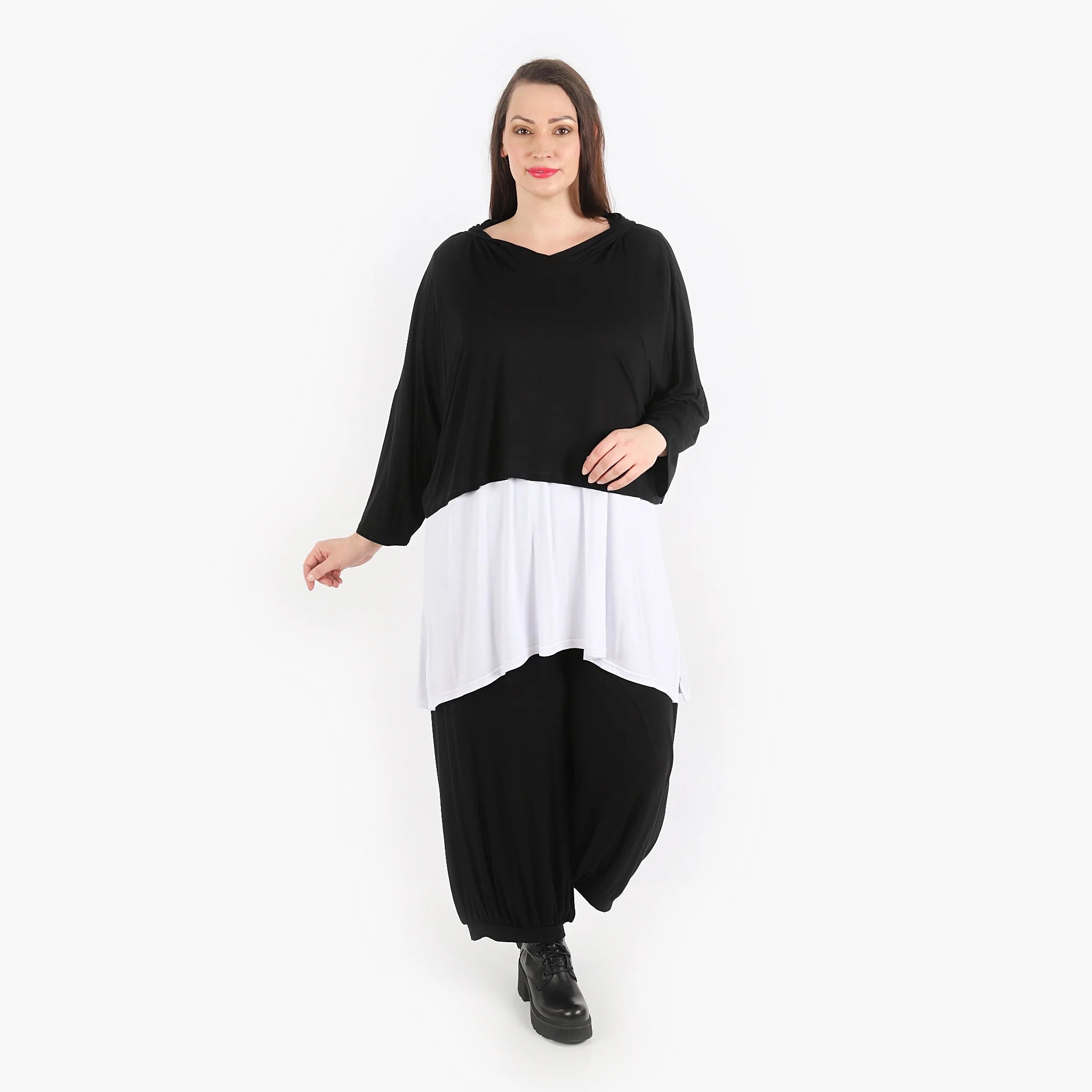  AKH Fashion Bigshirt in kastiger Form, aus Viskose, 1312.01039, Schwarz, Schick, Modern