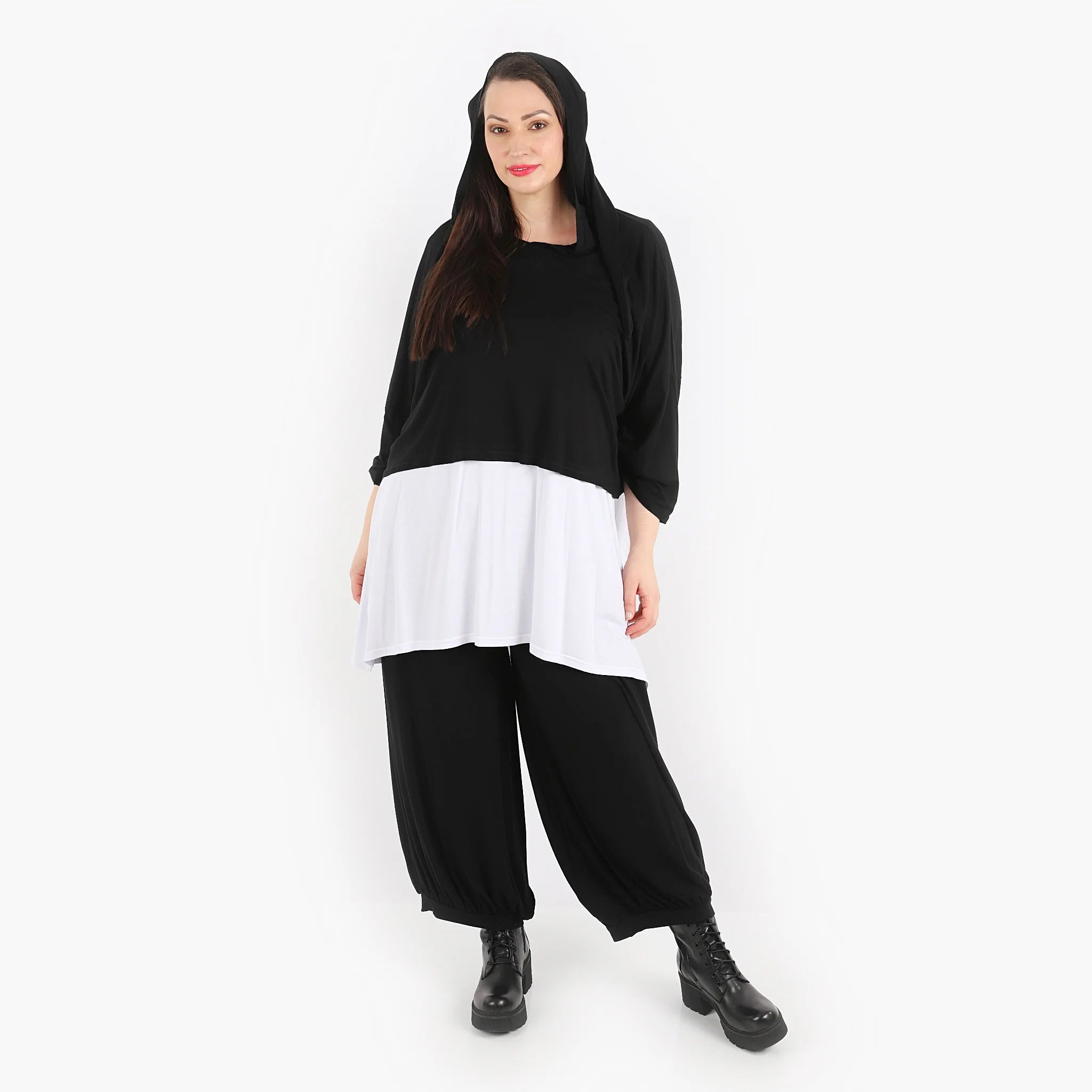  AKH Fashion Bigshirt in kastiger Form, aus Viskose, 1312.01039, Schwarz, Schick, Modern