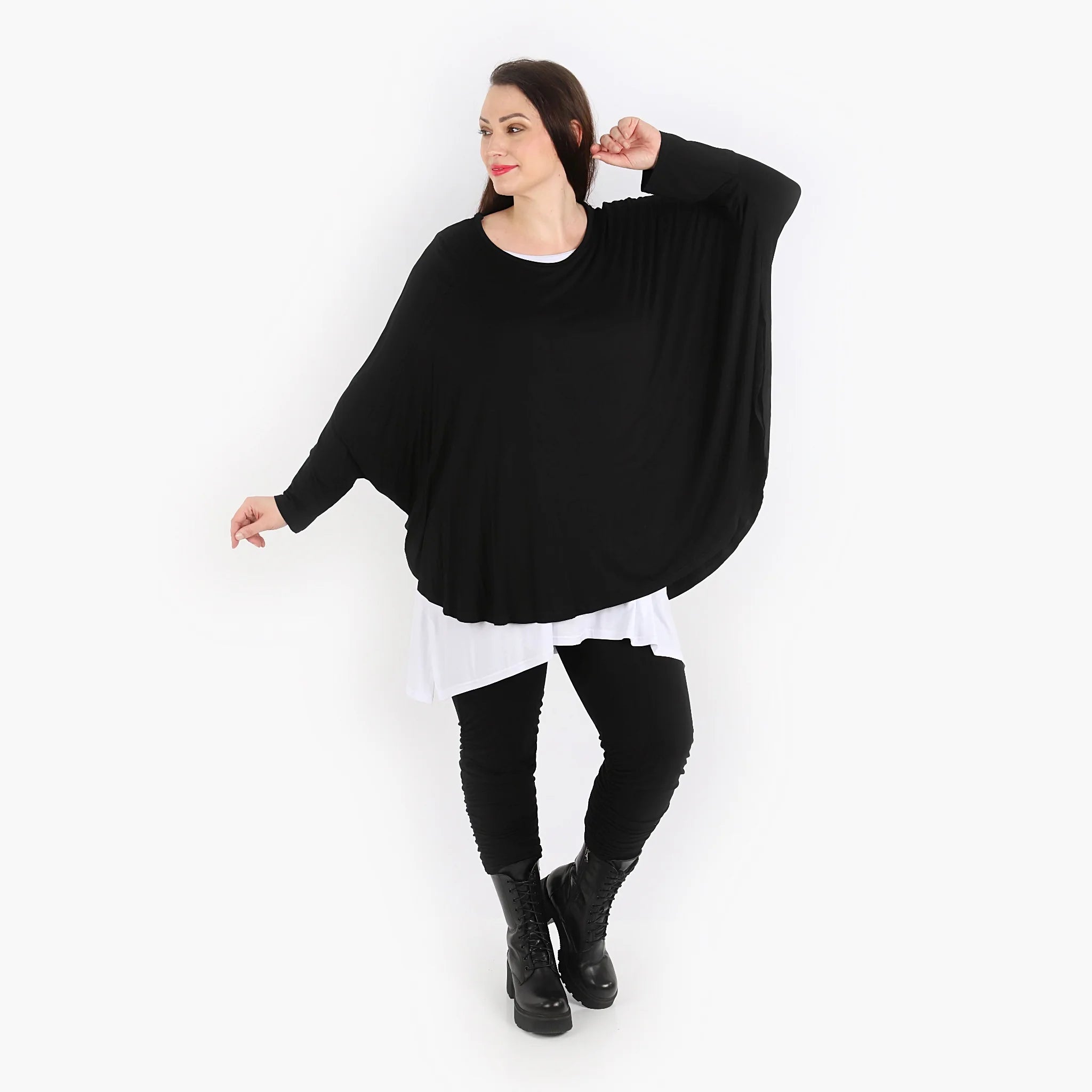  Bigshirt von AKH Fashion aus Viskose in gerundeter Form, 1312.01916, Schwarz, Schick, Modern