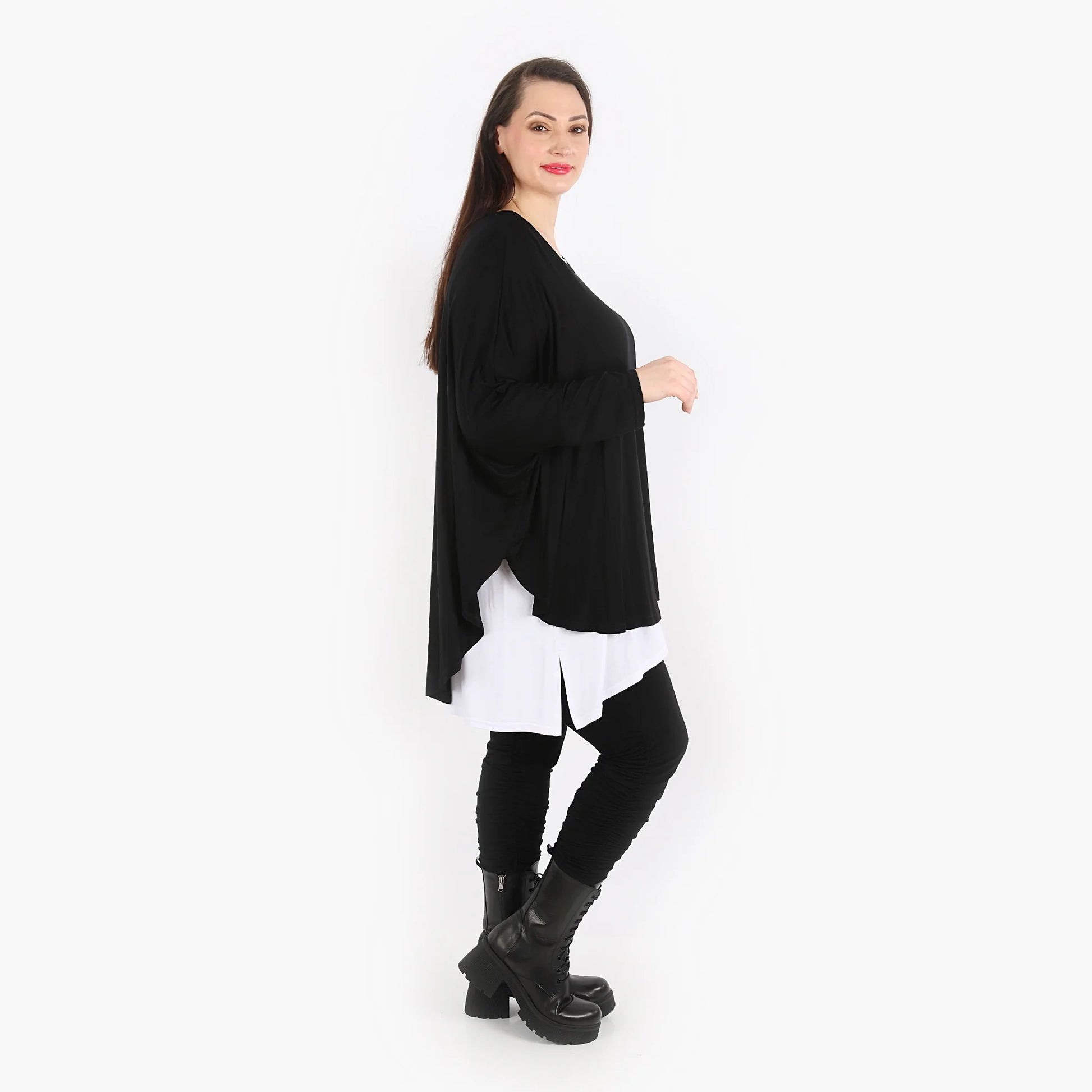  Bigshirt von AKH Fashion aus Viskose in gerundeter Form, 1312.01916, Schwarz, Schick, Modern