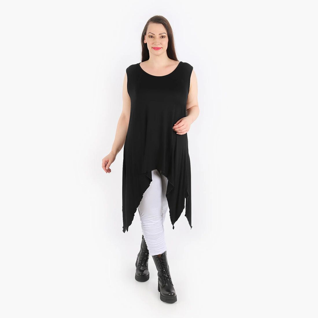  Zipfel Top von AKH Fashion aus Viskose, 1312.01975, Schwarz, Schick, Modern, Bequem