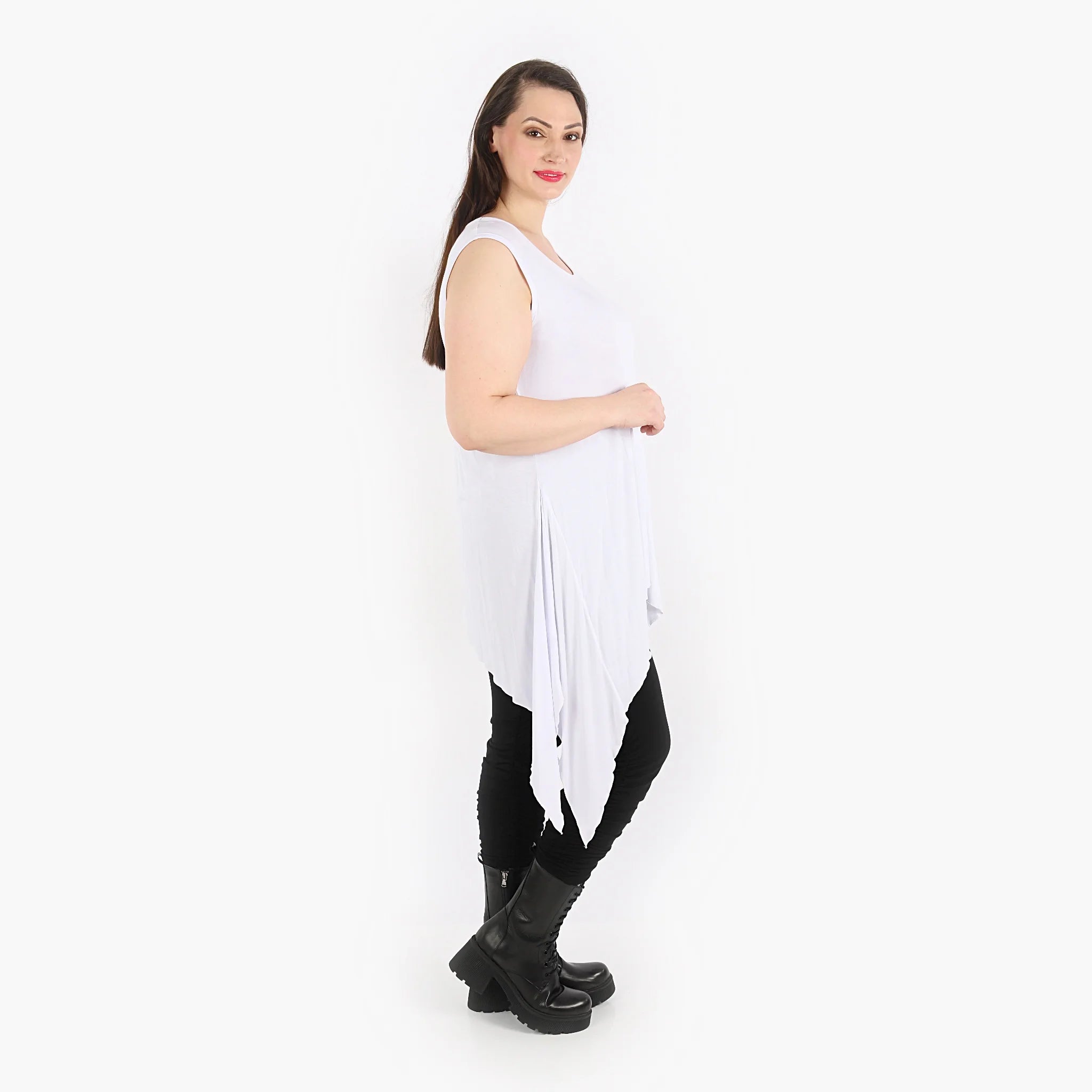  Zipfel Top von AKH Fashion aus Viskose, 1312.01975, Weiß, Schick, Modern, Bequem