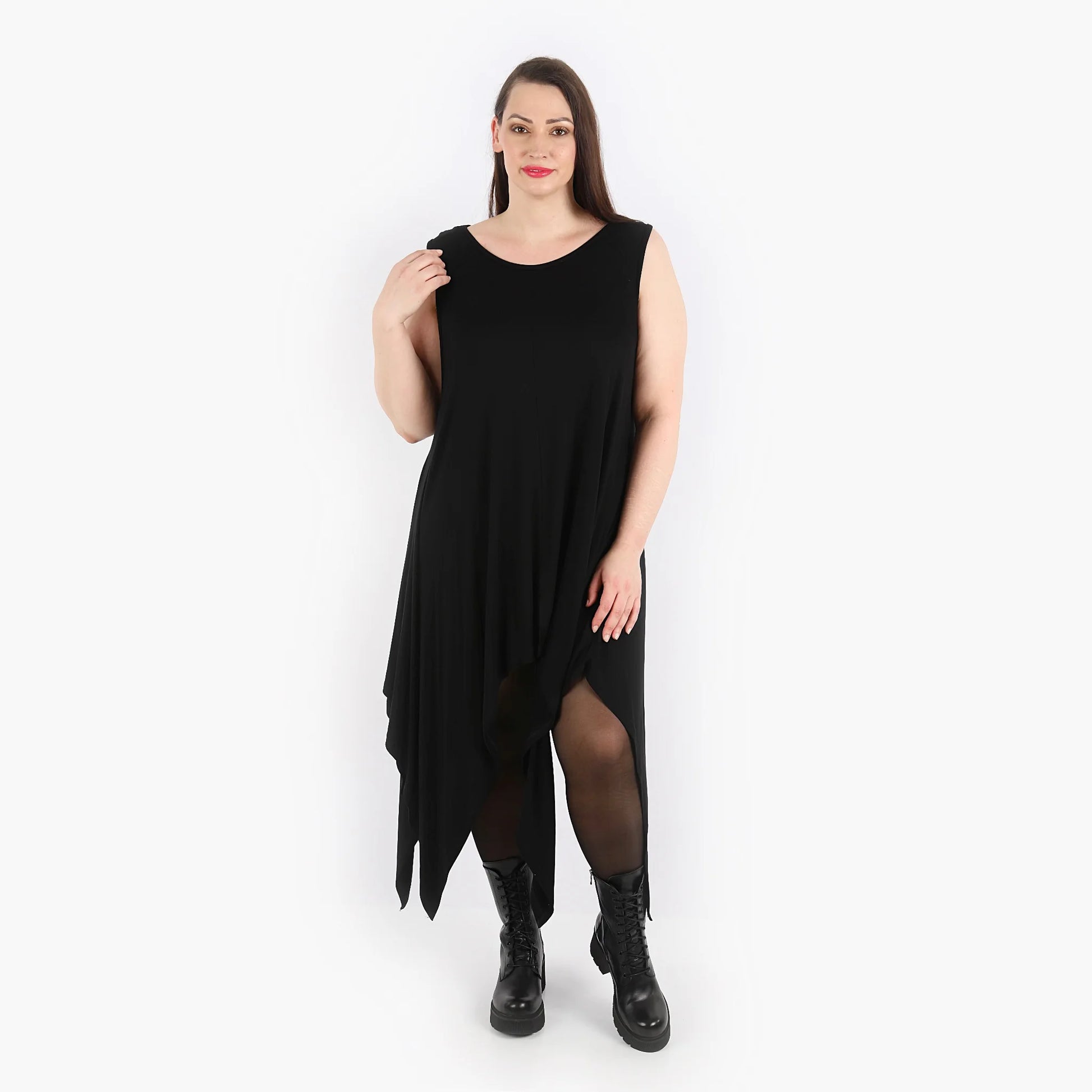  Zipfel Kleid von AKH Fashion aus Viskose, 1312.03067, Schwarz, Unifarben, Schick, Modern