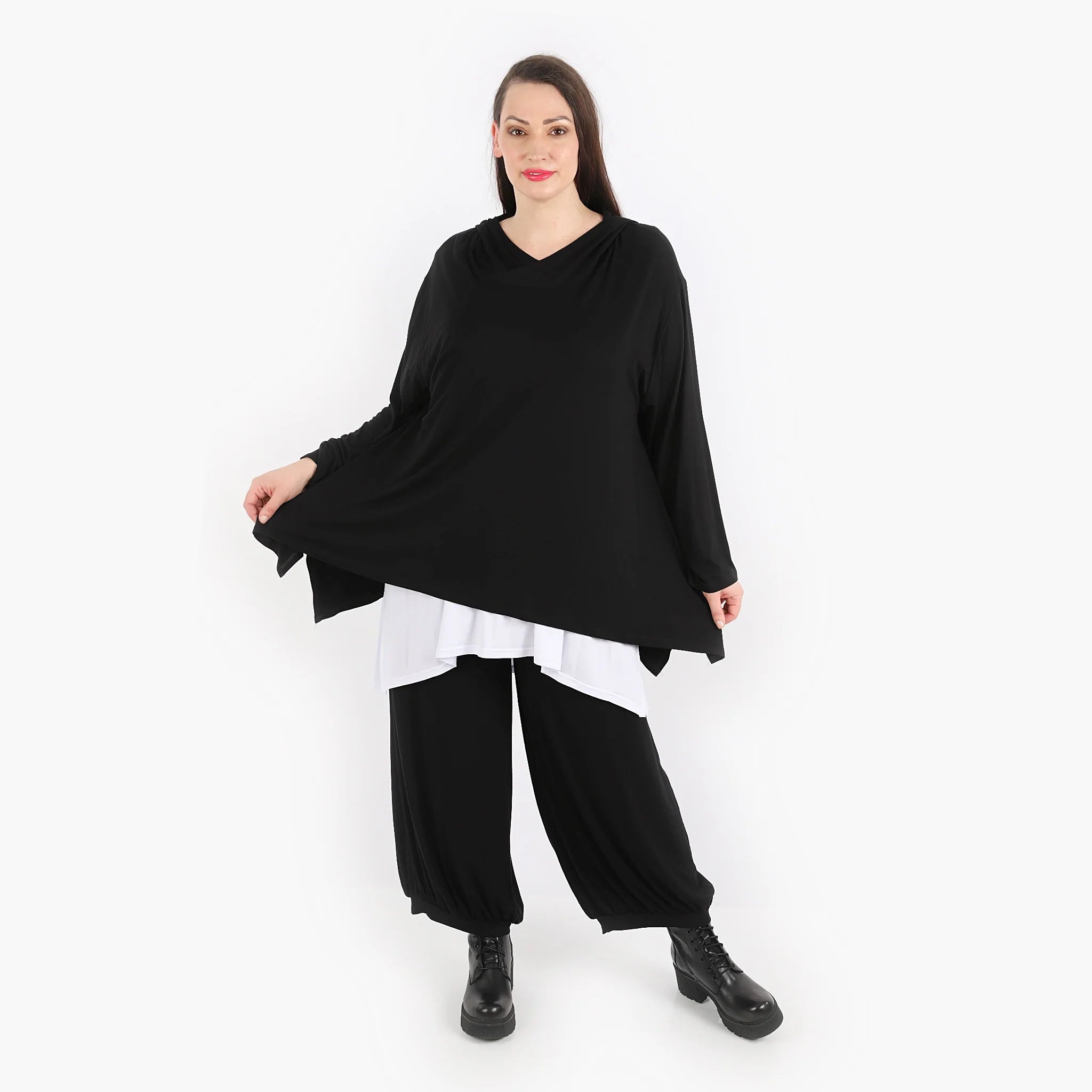  A-Form Shirt von AKH Fashion aus Viskose, 1312.03073, Schwarz, Schick, Modern, Bequem