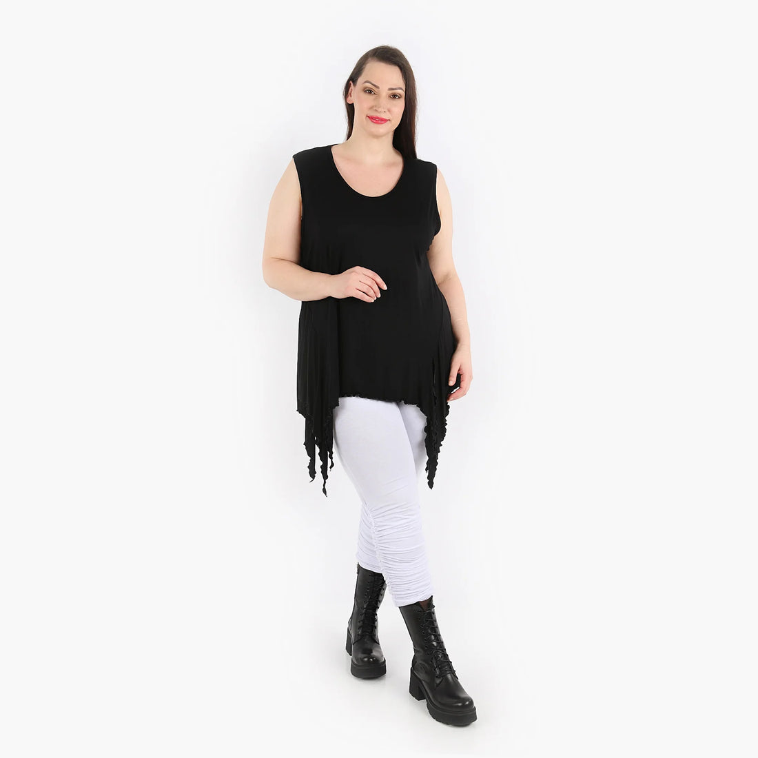  Zipfel Top von AKH Fashion aus Viskose, 1312.04130, Schwarz, Unifarben, Schick, Modern