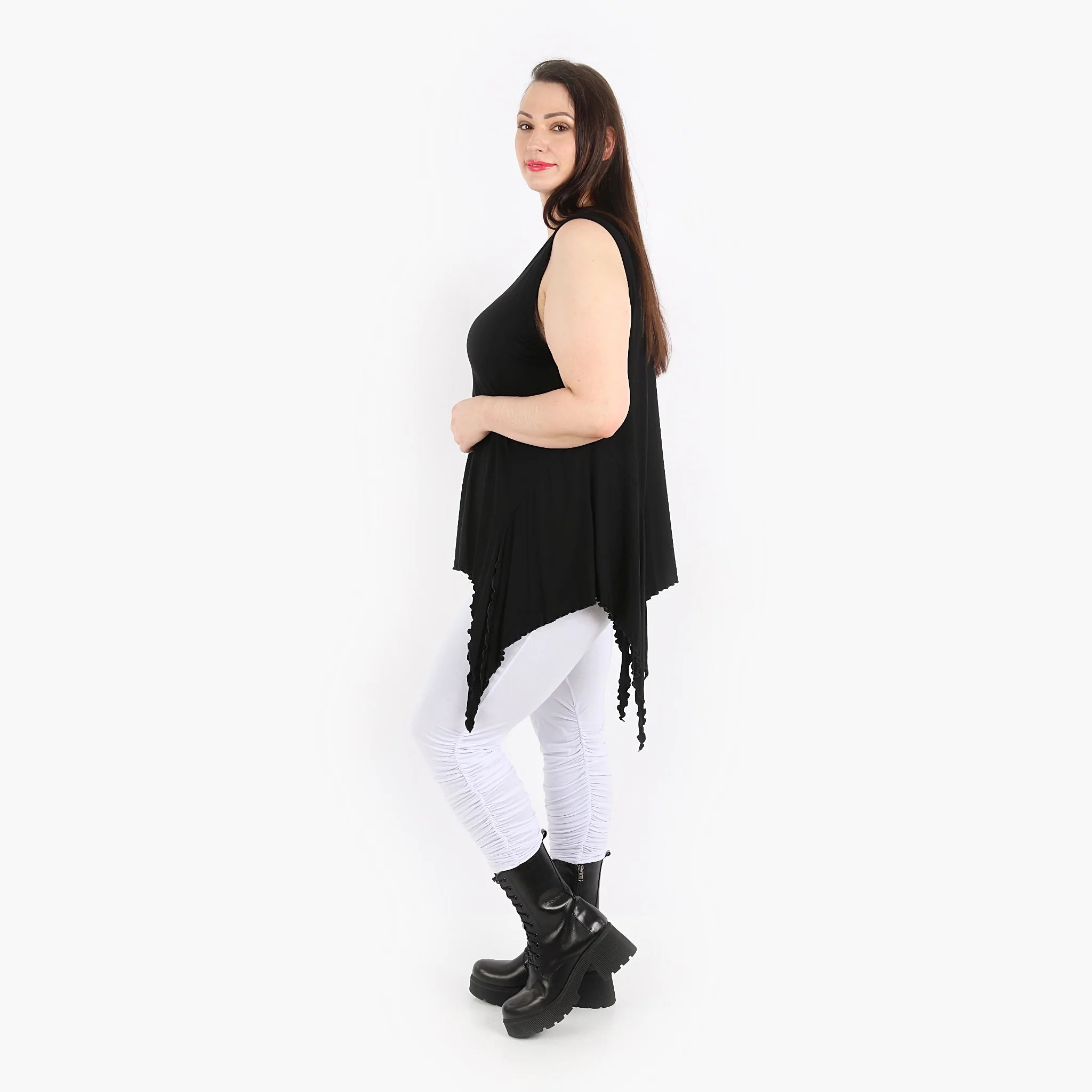  Zipfel Top von AKH Fashion aus Viskose, 1312.04130, Schwarz, Schick, Modern, Bequem