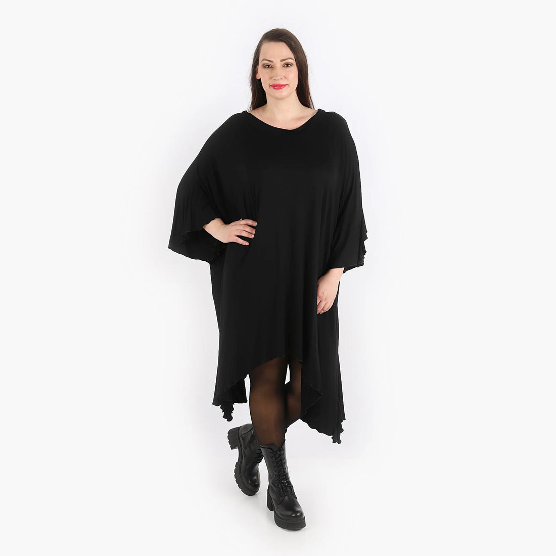  A-Form Bigshirt von AKH Fashion aus Viskose, 1312.06514, Schwarz, Unifarben, Schick, Modern