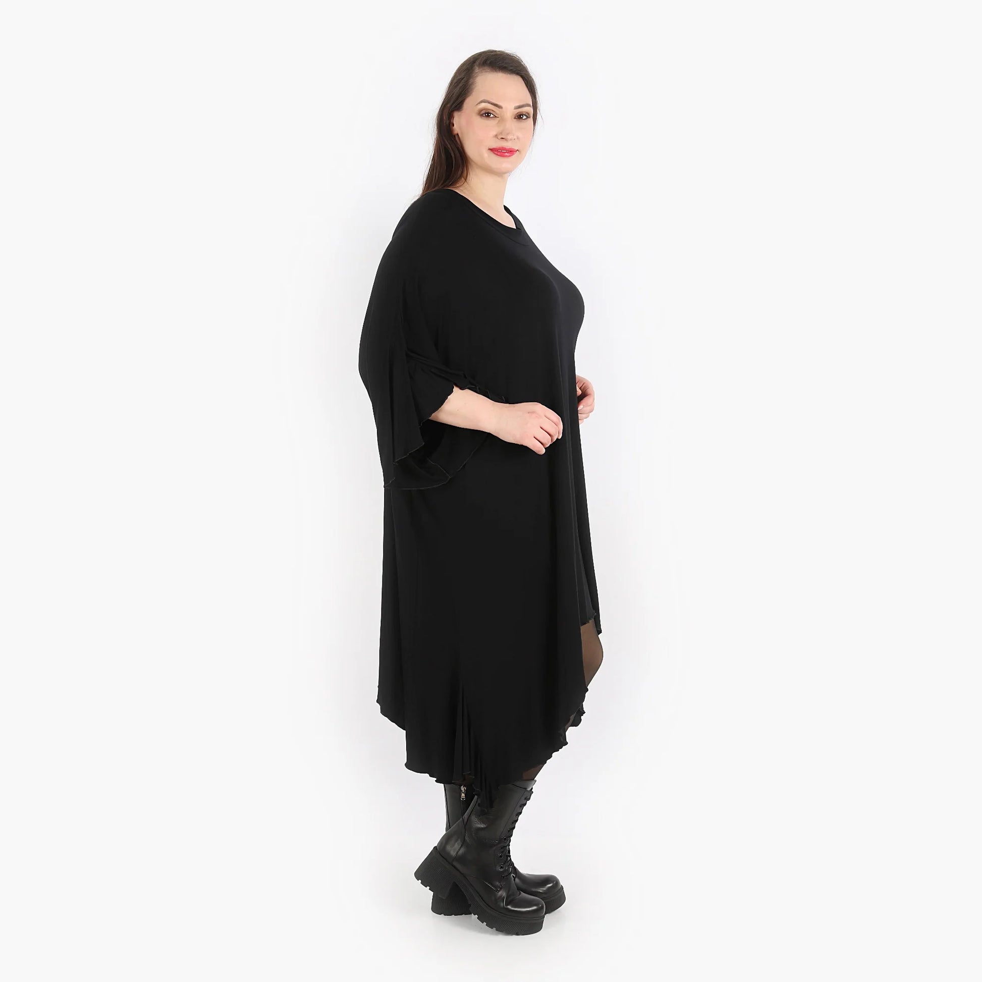  A-Form Bigshirt von AKH Fashion aus Viskose, 1312.06514, Schwarz, Unifarben, Schick, Modern