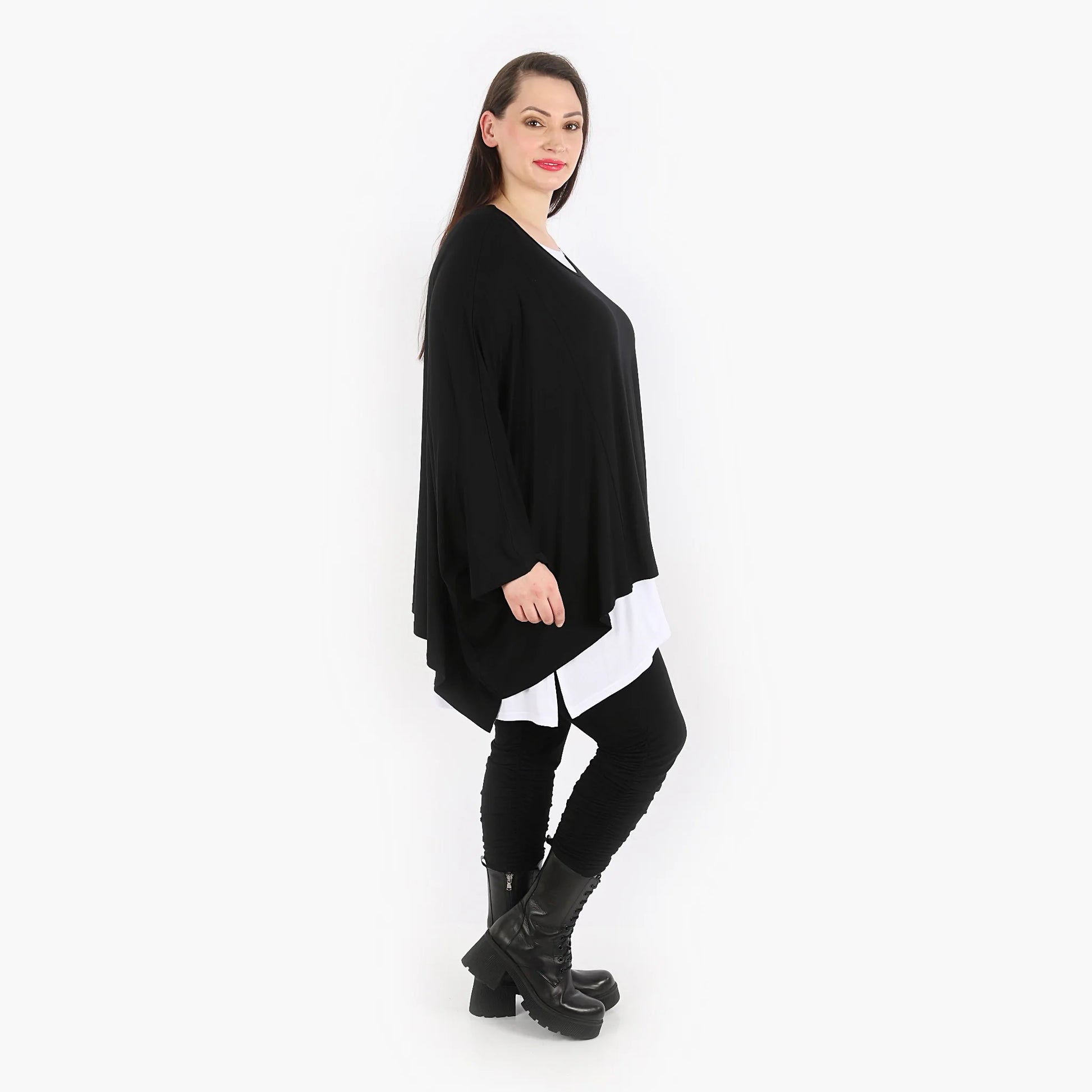  Bigshirt von AKH Fashion aus Viskose in kastiger Form, 1312.06680, Schwarz, Schick, Modern