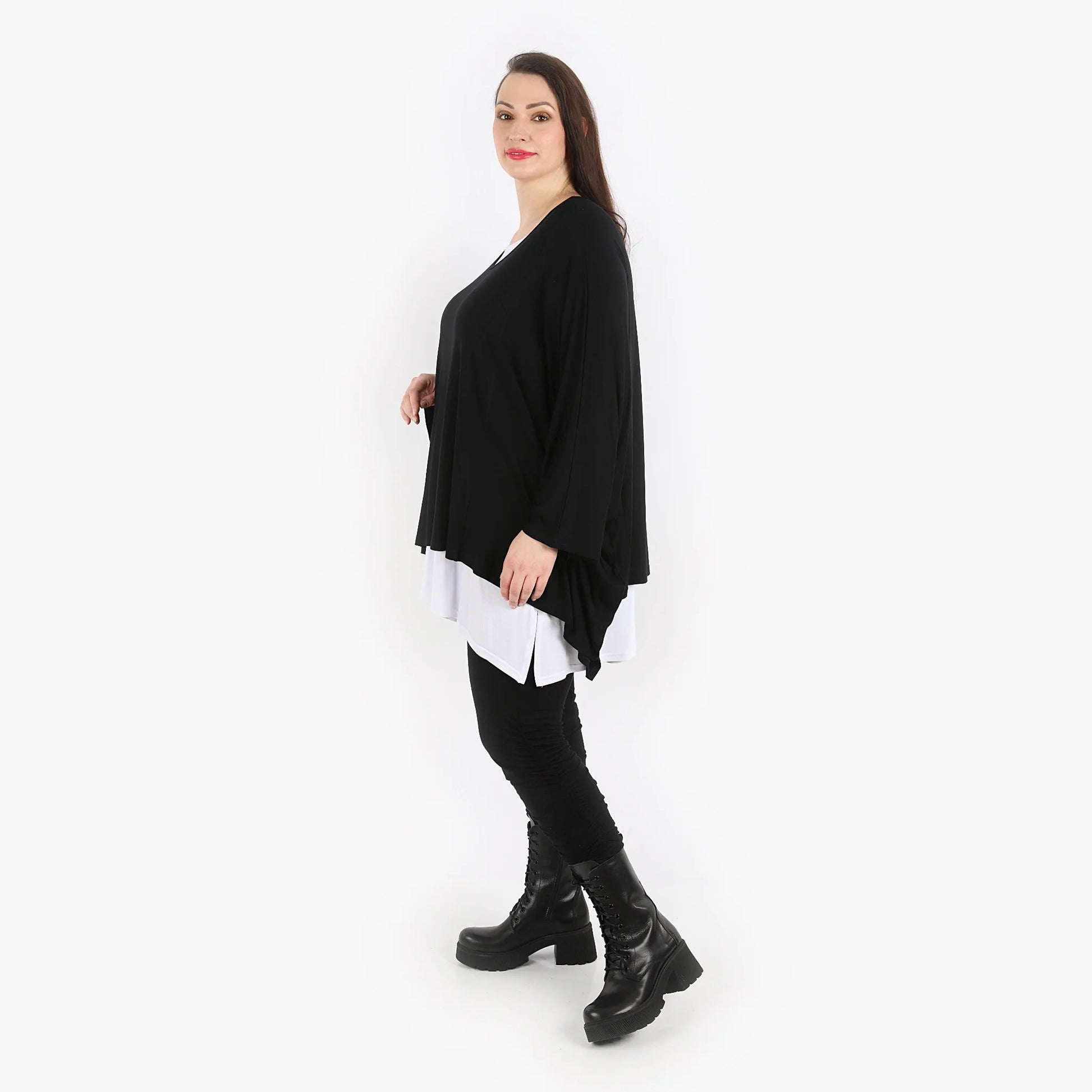  Bigshirt von AKH Fashion aus Viskose in kastiger Form, 1312.06680, Schwarz, Schick, Modern