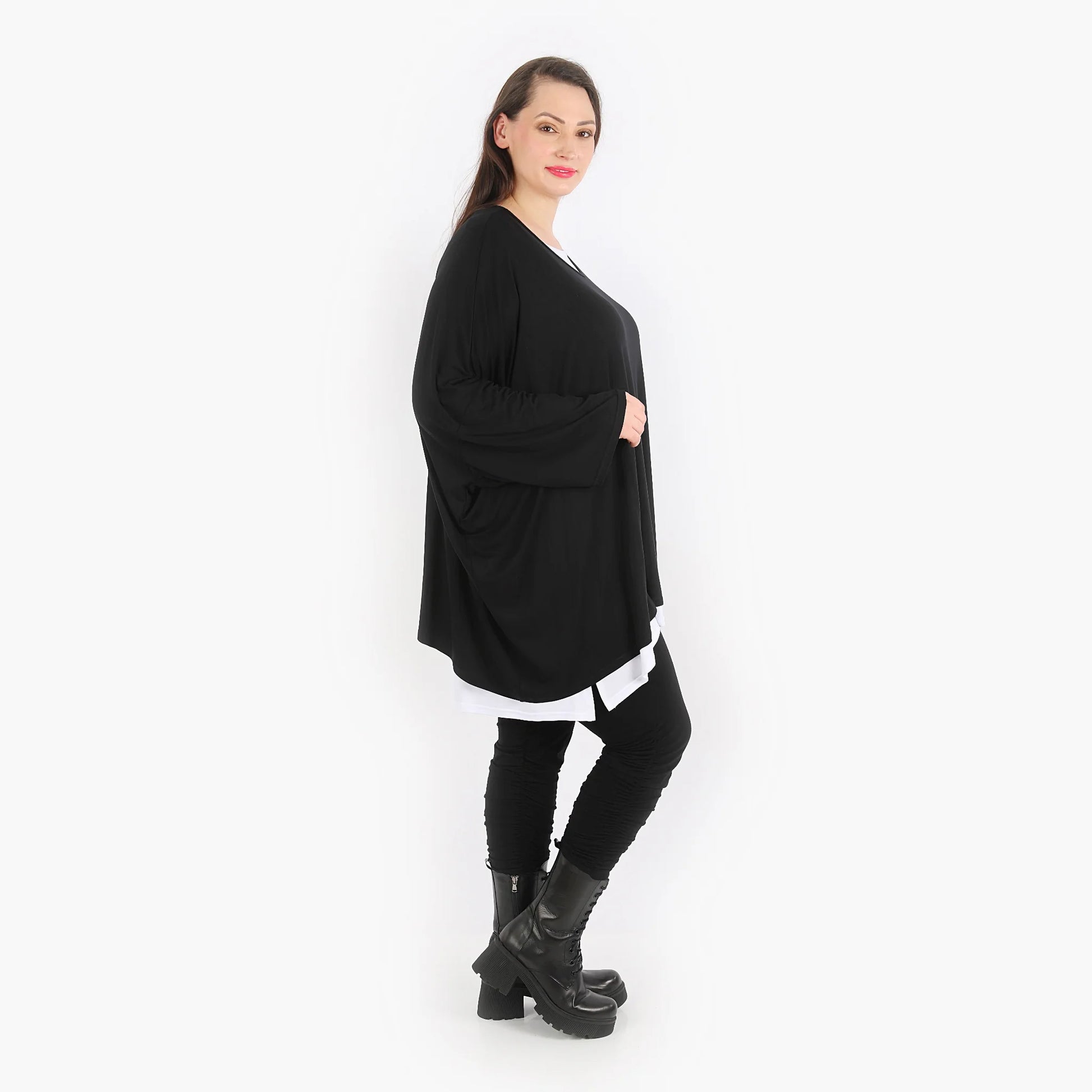  Bigshirt von AKH Fashion aus Viskose in kastiger Form, 1312.6048L, Schwarz, Schick, Modern