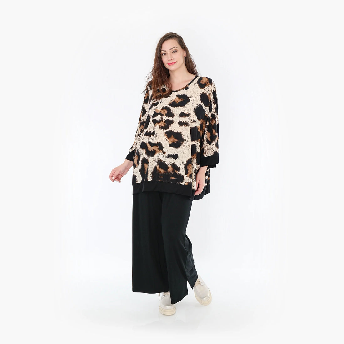  AKH Fashion Bigshirt in kastiger Form, aus Viskose, 1369.06964, Beige-Schwarz-Braun, Leopard