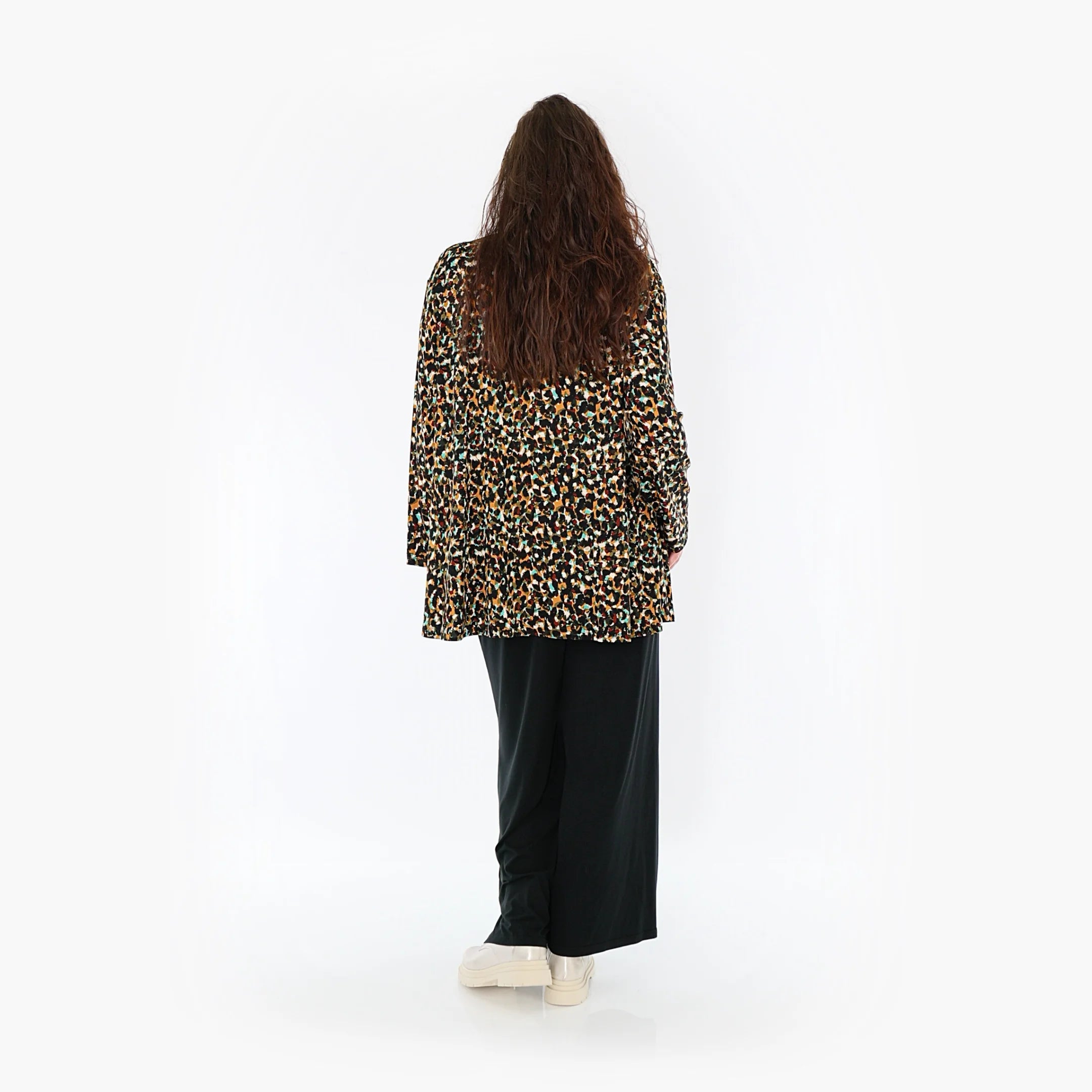  AKH Fashion Shirt in Glocken-Form, aus Viskose, 1370.01892, Schwarz-Braun-Grün, Animal