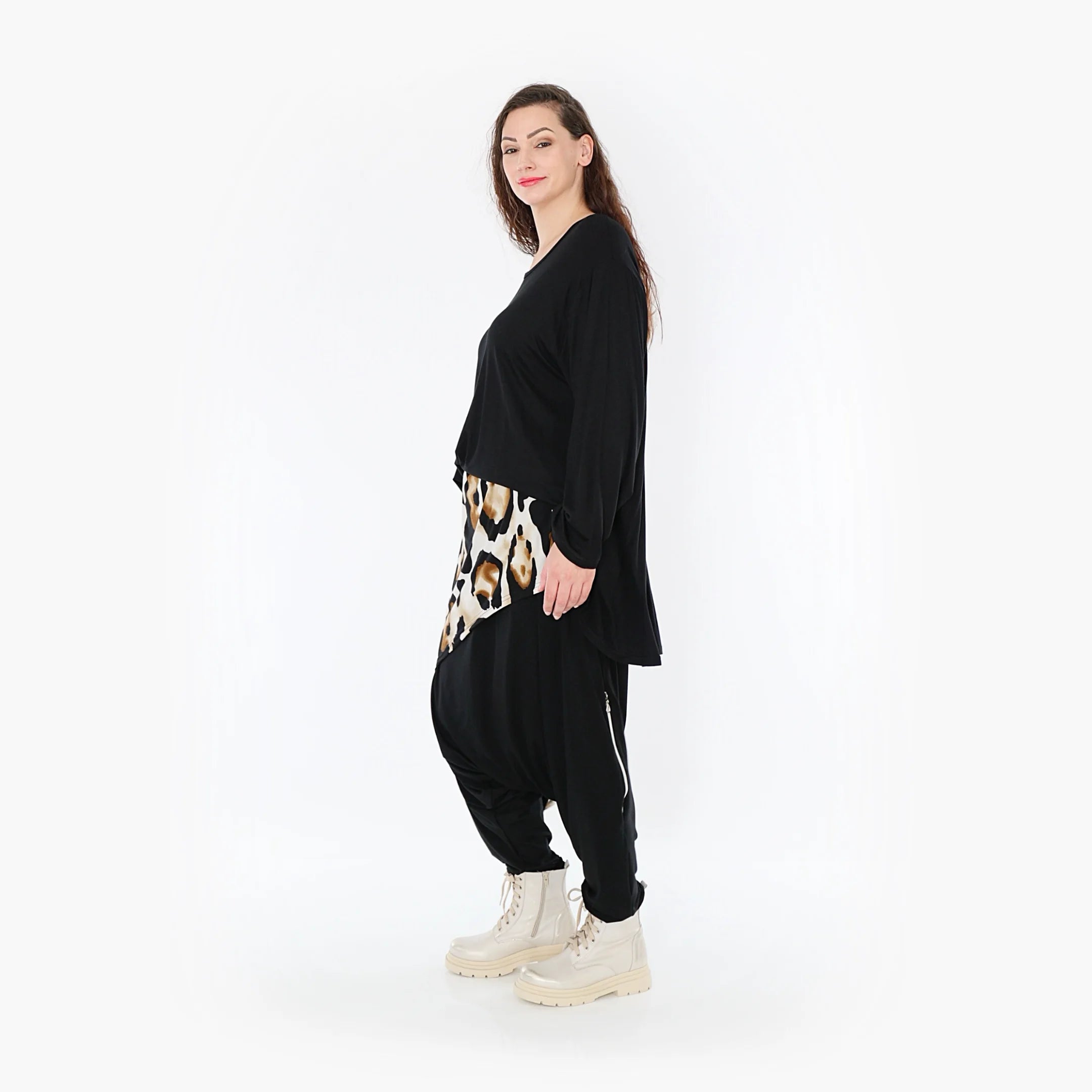  Haremshose von AKH Fashion aus Viskose, 1373.06992, Weiß-Schwarz-Cognac, Leopard, Schick