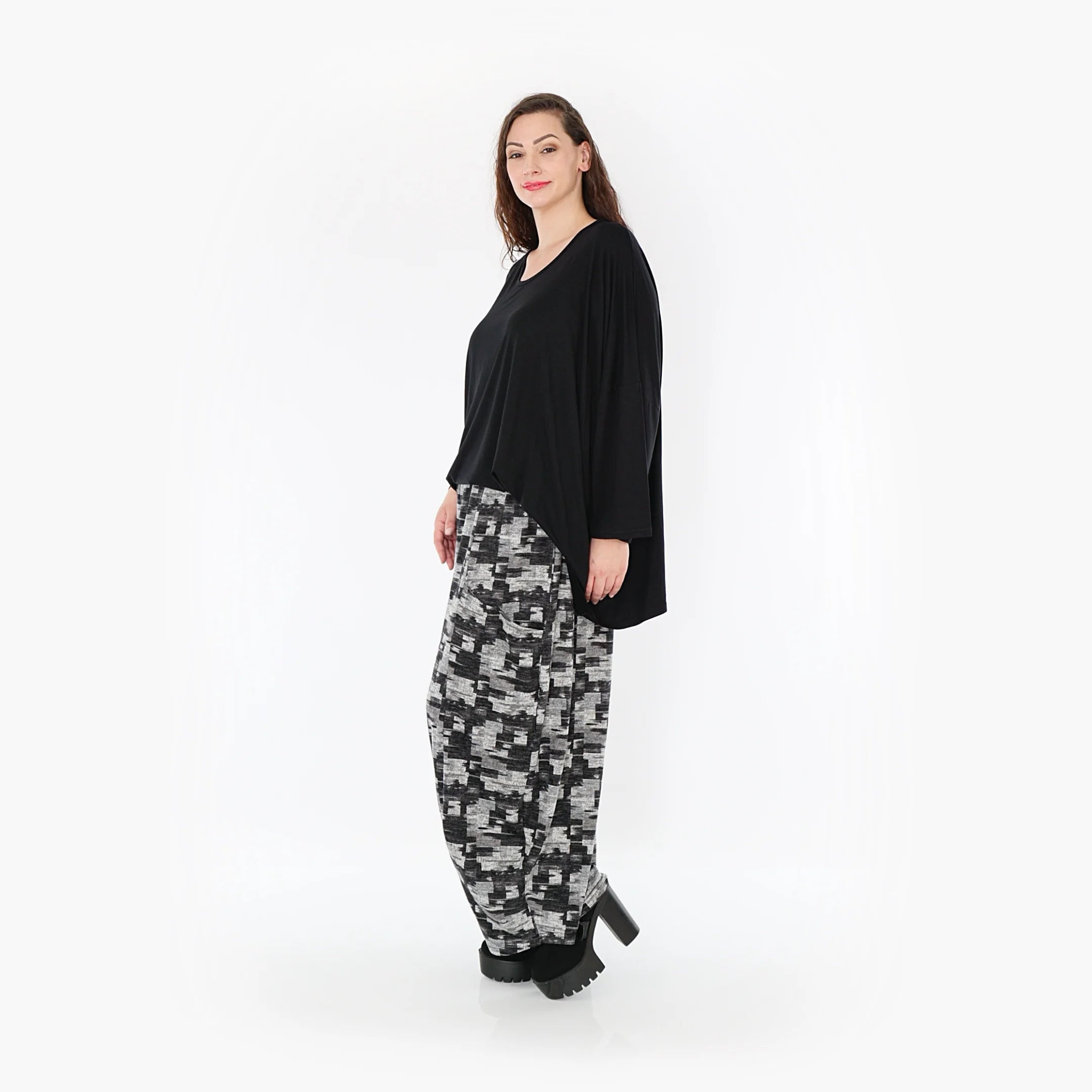  Ballonhose von AKH Fashion aus Materialmix, 1375.08069, Dunkelgrau-Grau, Kariert, Schick