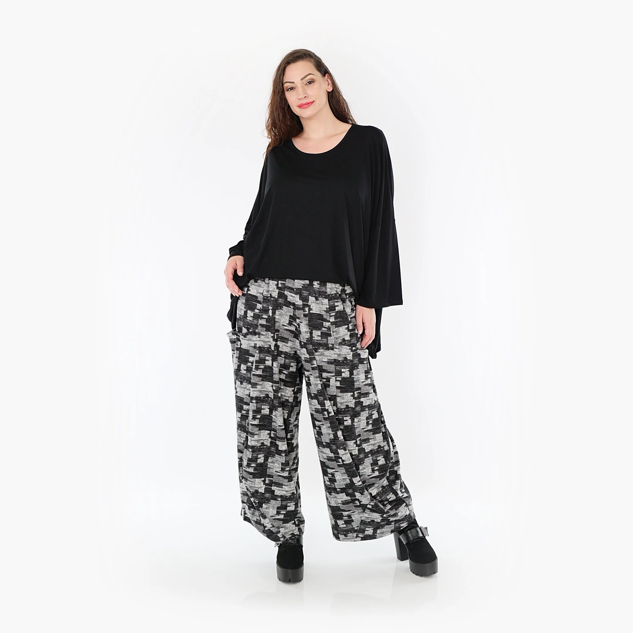  Ballonhose von AKH Fashion aus Materialmix, 1375.08069, Dunkelgrau-Grau, Kariert, Schick