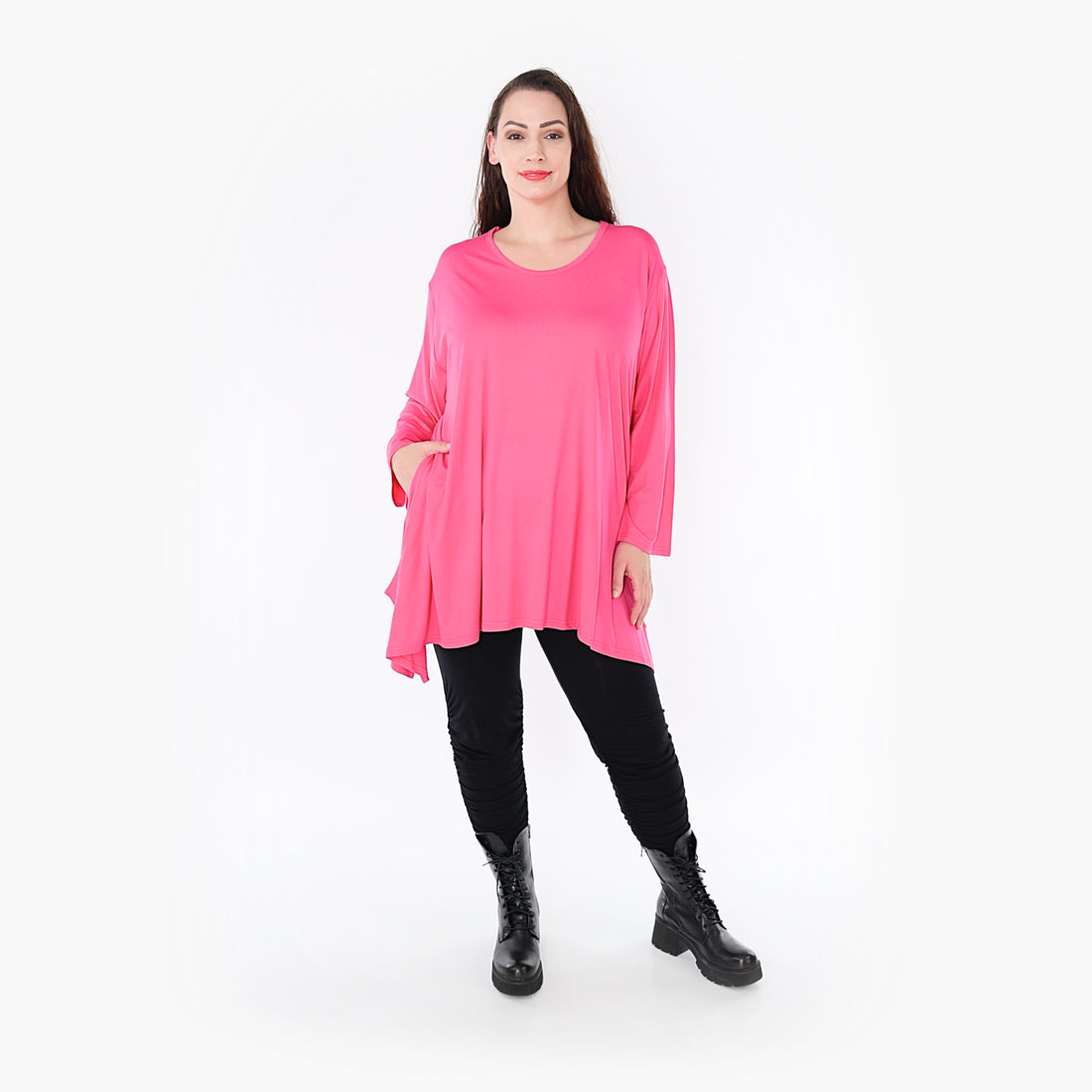  A-Form Shirt von AKH Fashion aus Viskose, 1233.1019L, Fuchsia, Schick, Modern, Bequem