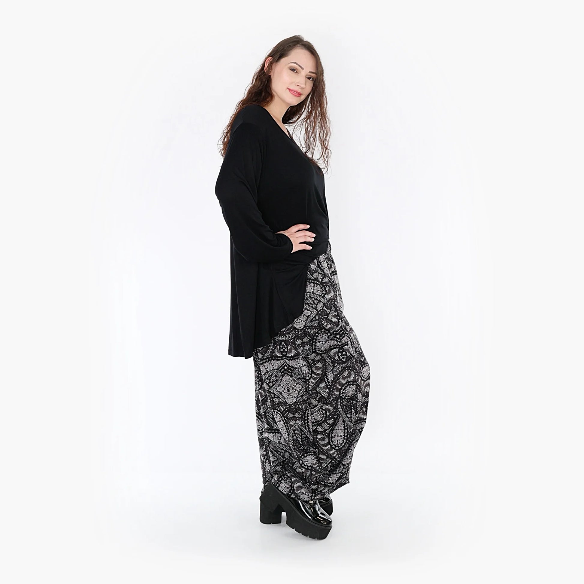  Ballonhose von AKH Fashion aus Materialmix, 1332.08069, Grau-Schwarz, Schick, Modern
