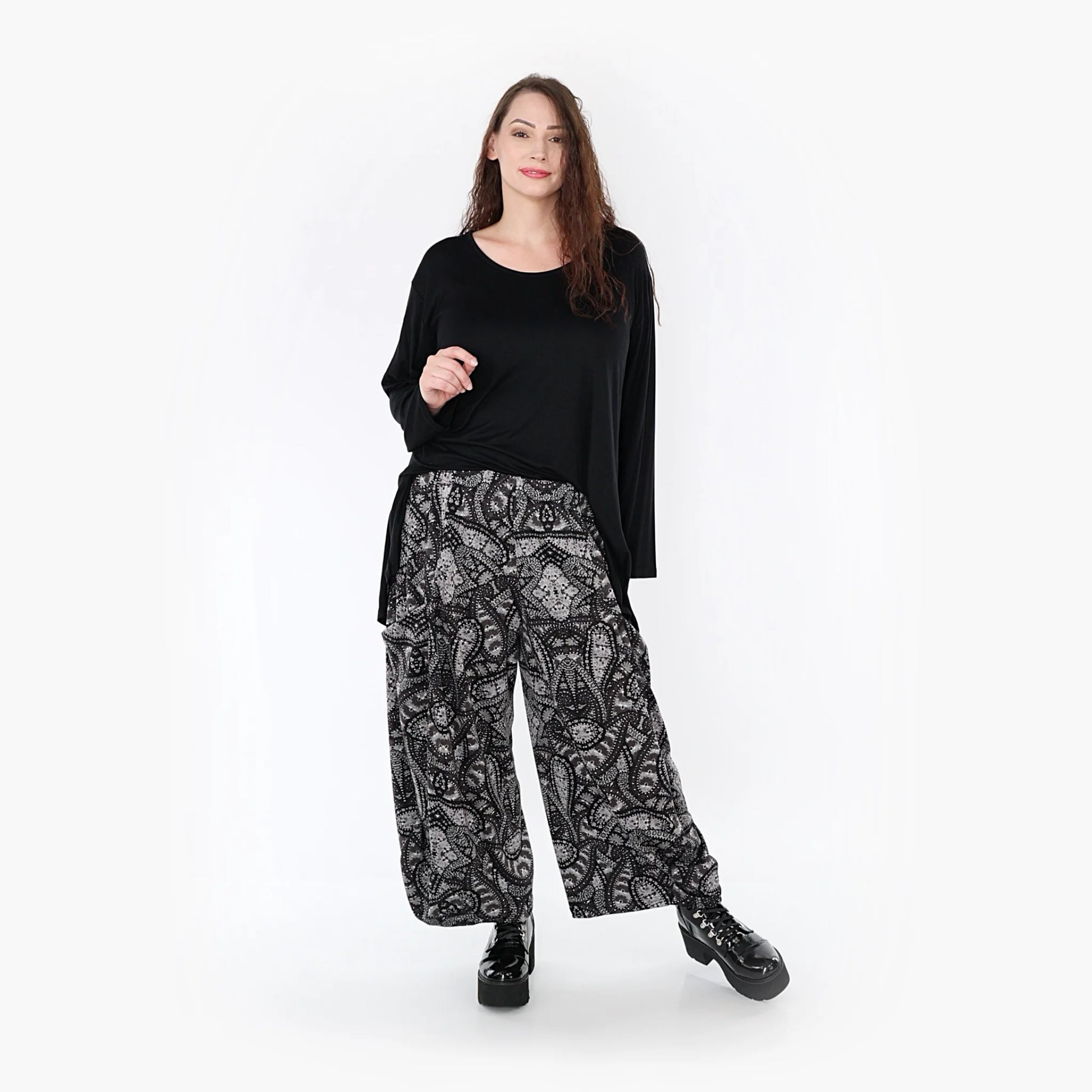  Ballonhose von AKH Fashion aus Materialmix, 1332.08069, Grau-Schwarz, Schick, Modern