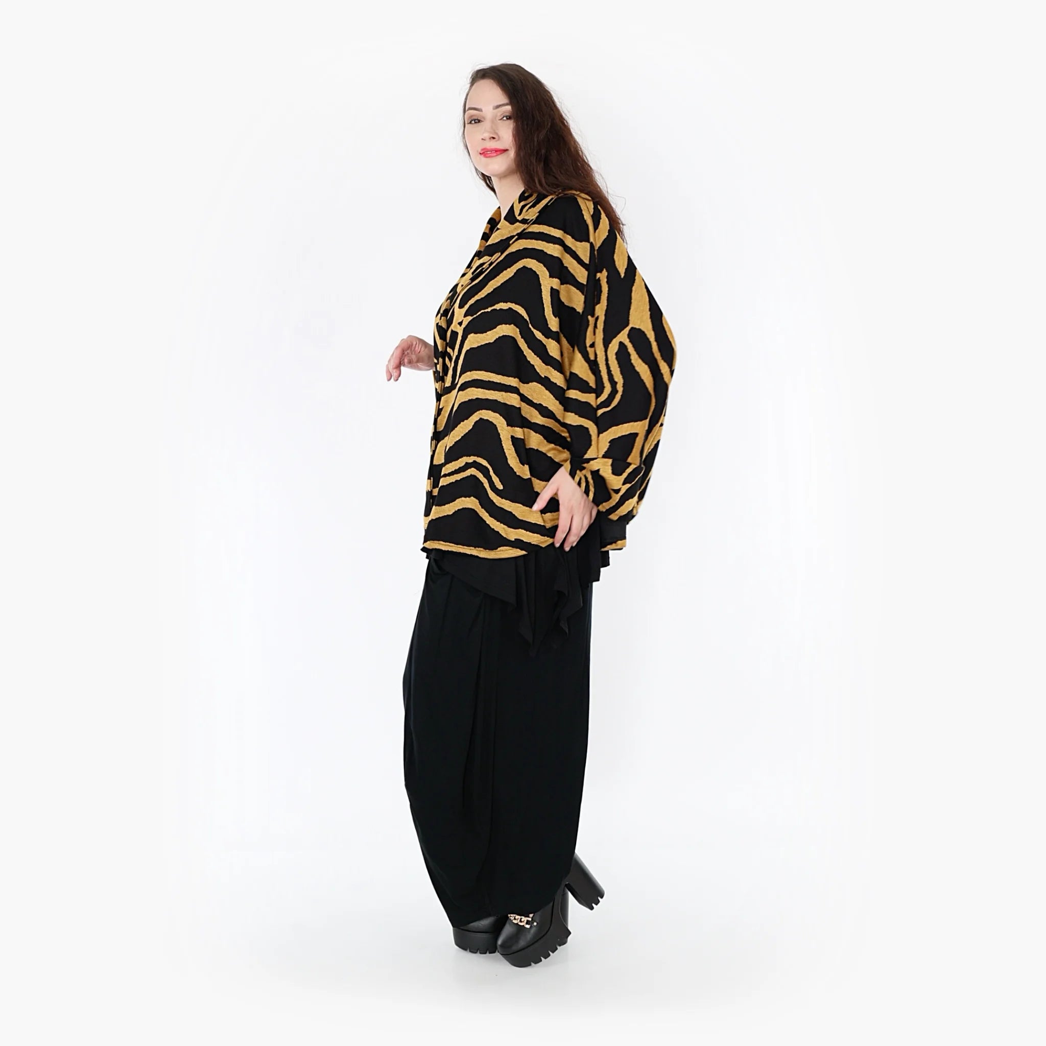  AKH Fashion Jacke in gerundeter Form, aus Materialmix, 1333.00140, Gelb-Schwarz, Farbmix