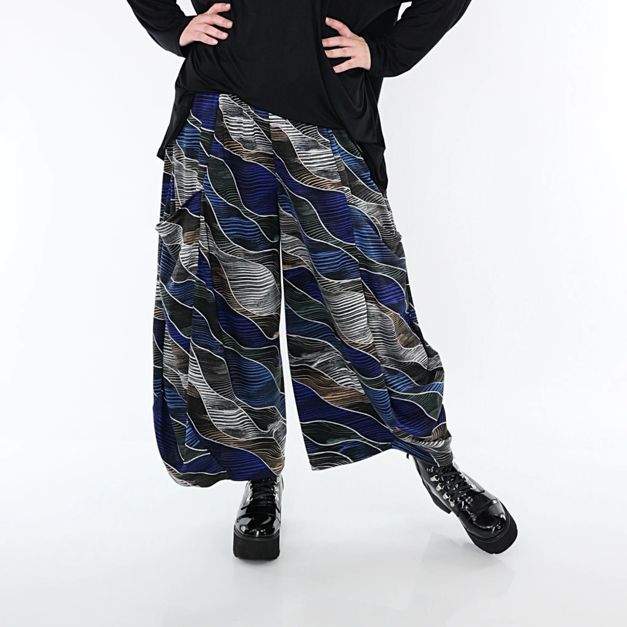  Ballonhose von AKH Fashion aus Materialmix, 1334.08069, Blau-Grau, Farbmix, Schick