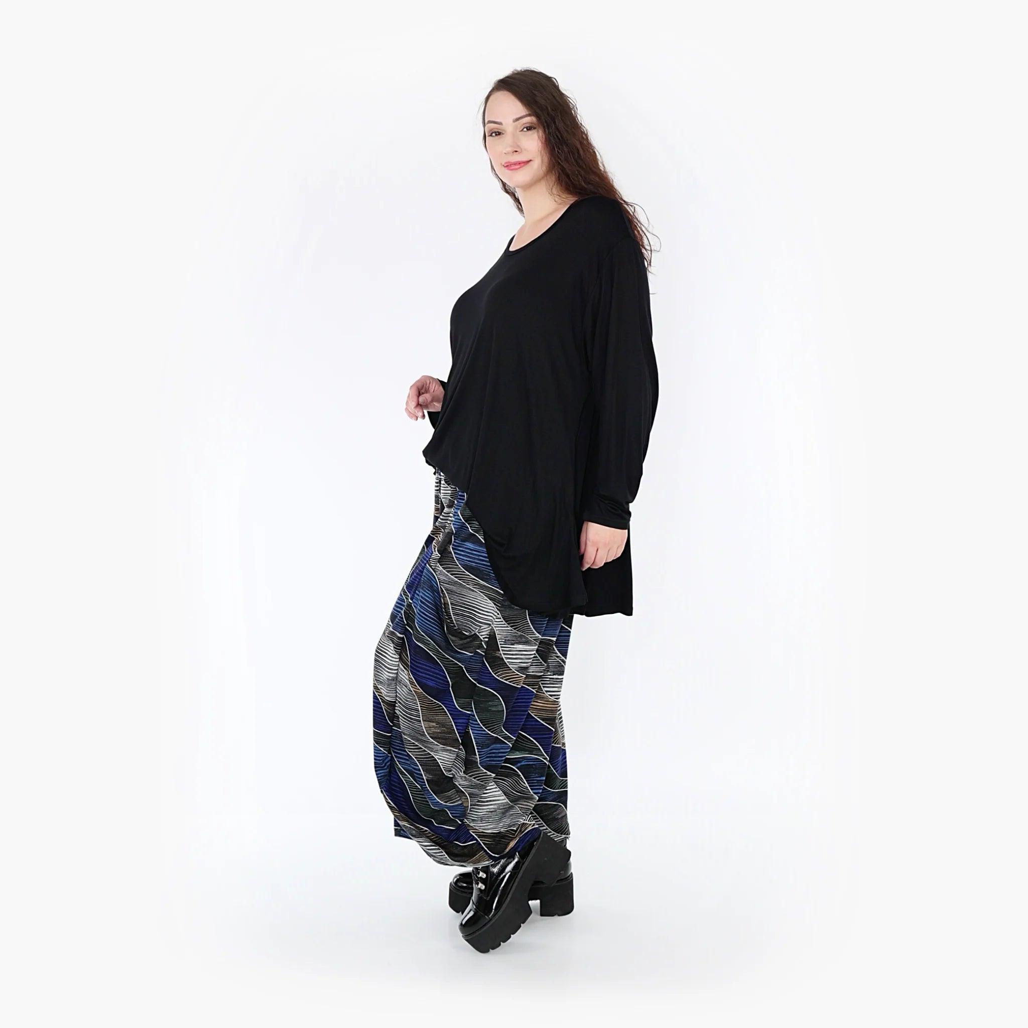  Ballonhose von AKH Fashion aus Materialmix, 1334.08069, Blau-Grau, Farbmix, Schick
