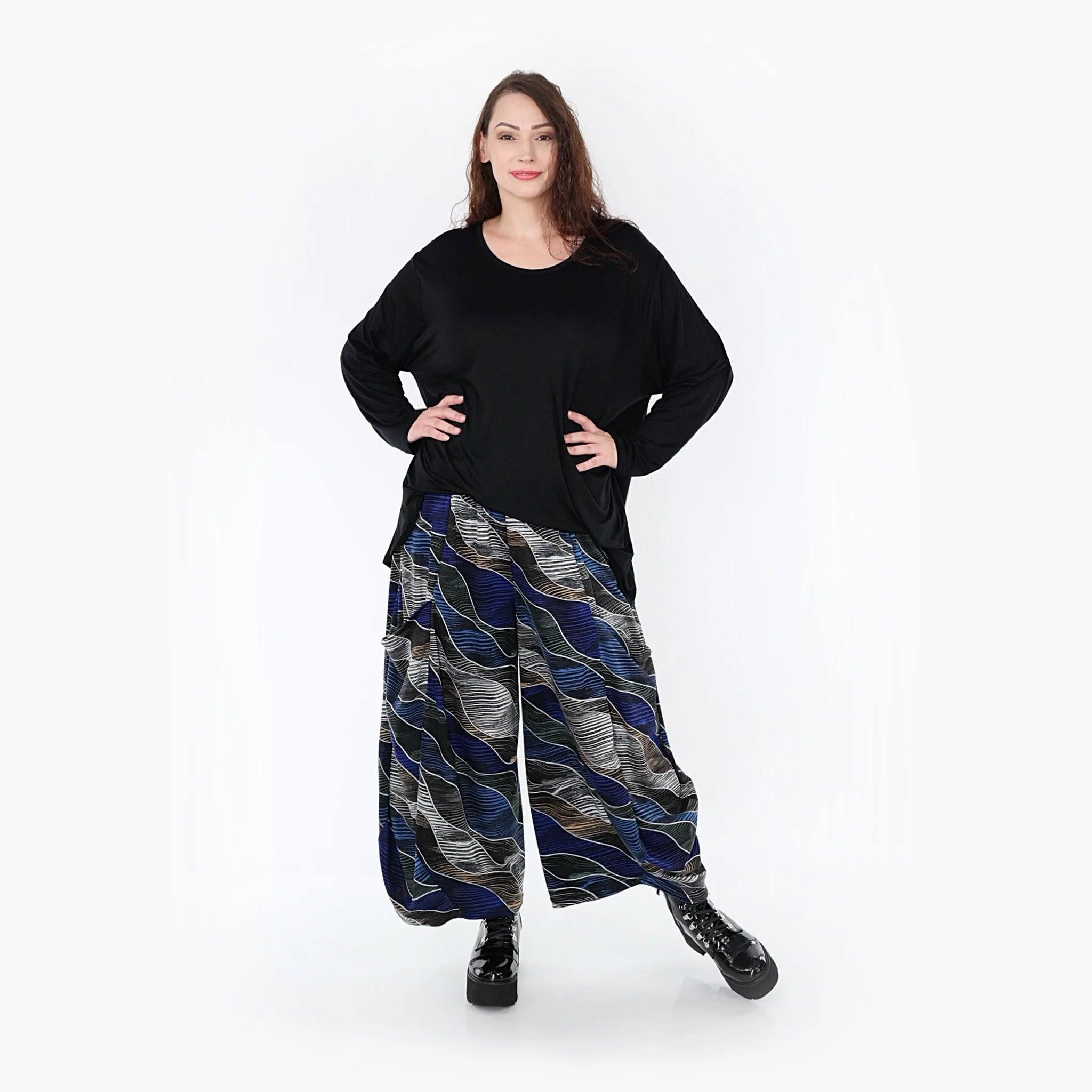  Ballonhose von AKH Fashion aus Materialmix, 1334.08069, Blau-Grau, Farbmix, Schick
