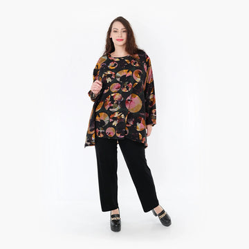  A-Form Bigshirt von AKH Fashion aus Viskose, 1335.00593, Grün-Mehrfarbig, Punkte, Ausgefallen