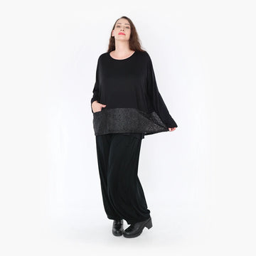  Bigshirt von AKH Fashion aus Viskose in kastiger Form, 1339.06888, Schwarz, Schick, Modern