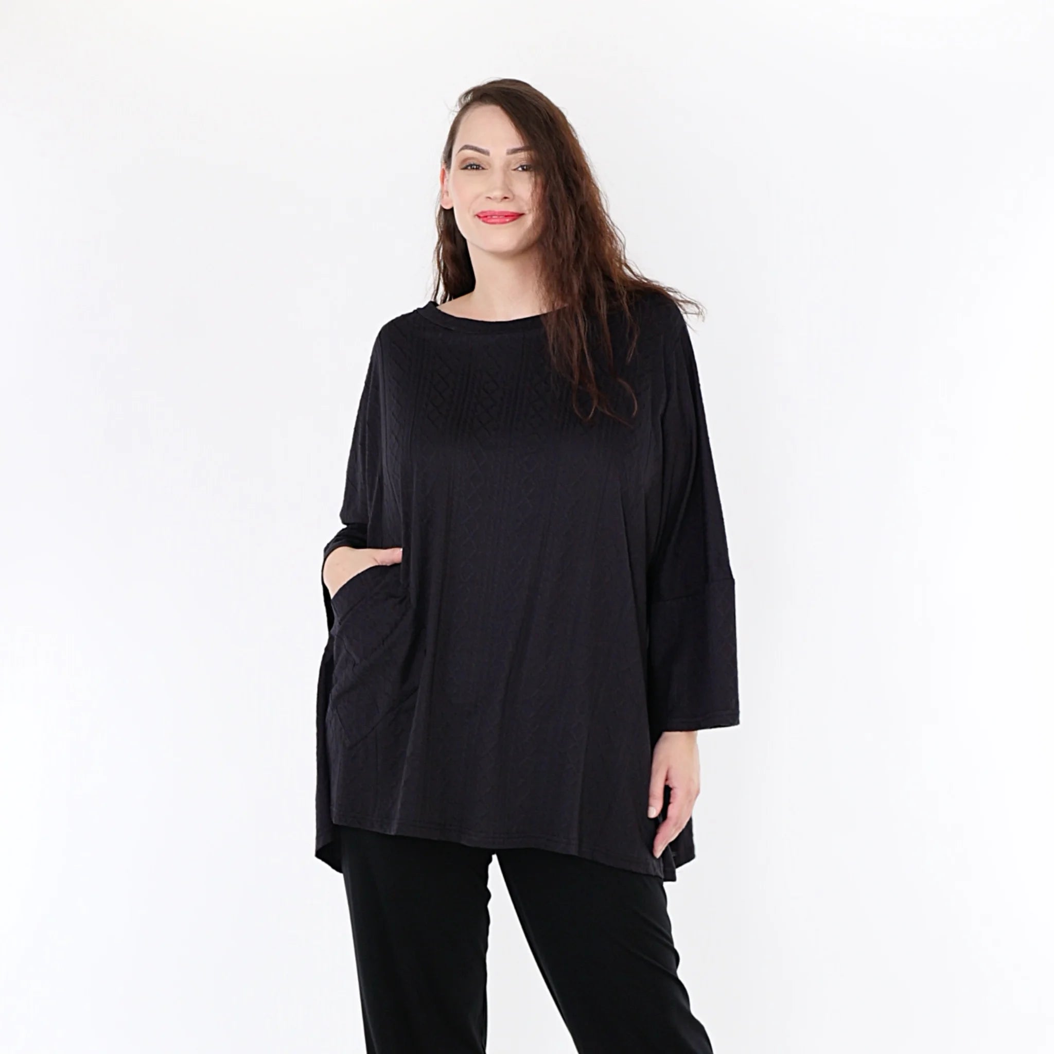  A-Form Bigshirt von AKH Fashion aus Viskose, 1340.06973, Schwarz, Schick, Modern, Bequem