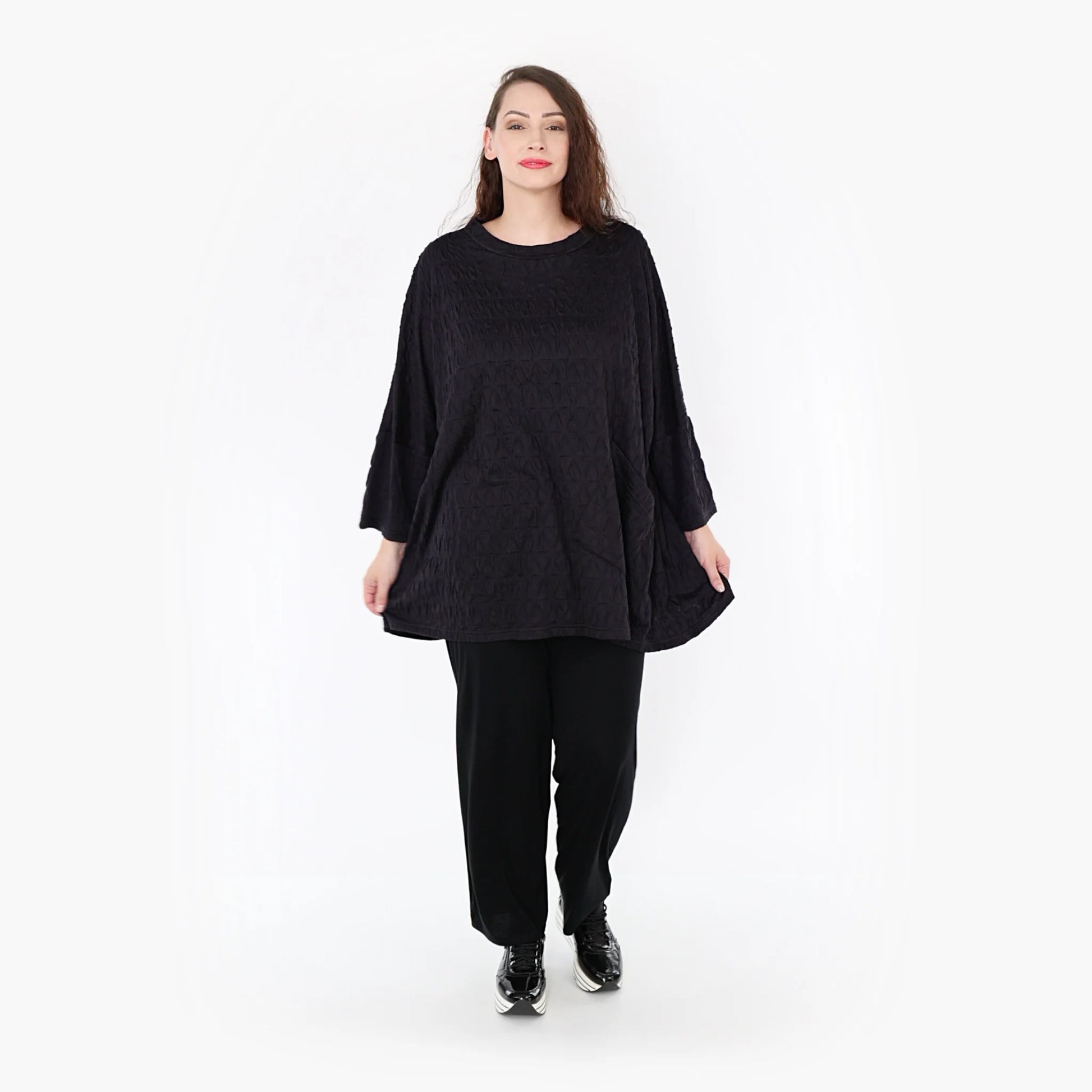  A-Form Bigshirt von AKH Fashion aus Viskose, 1341.06973, Schwarz, Unifarben, Schick, Modern