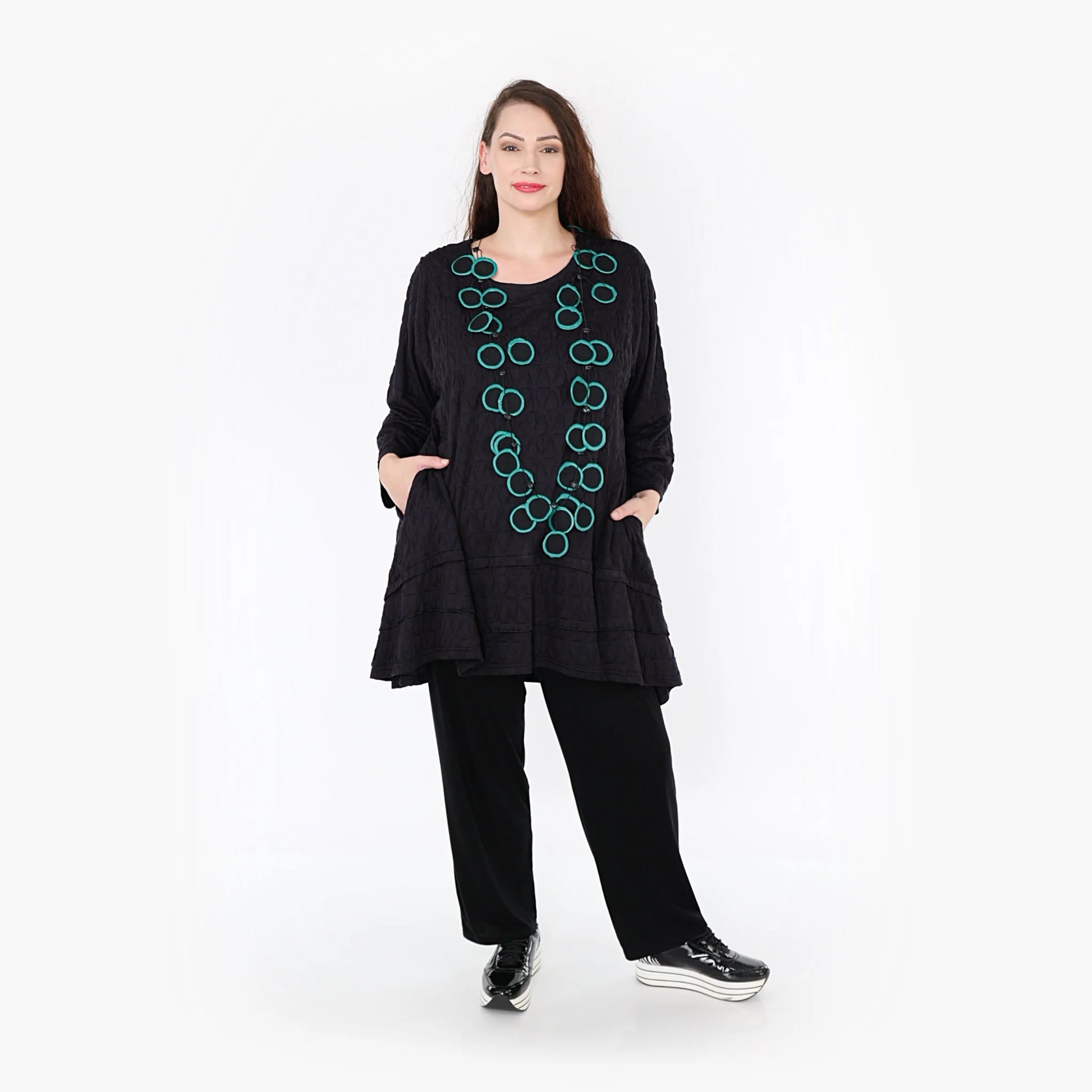  A-Form Shirt von AKH Fashion aus Viskose, 1341.06976, Schwarz, Unifarben, Schick, Modern