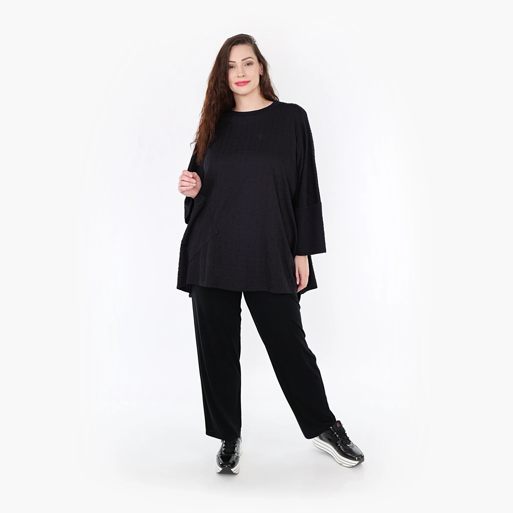  A-Form Bigshirt von AKH Fashion aus Viskose, 1342.06973, Schwarz, Unifarben, Schick, Modern