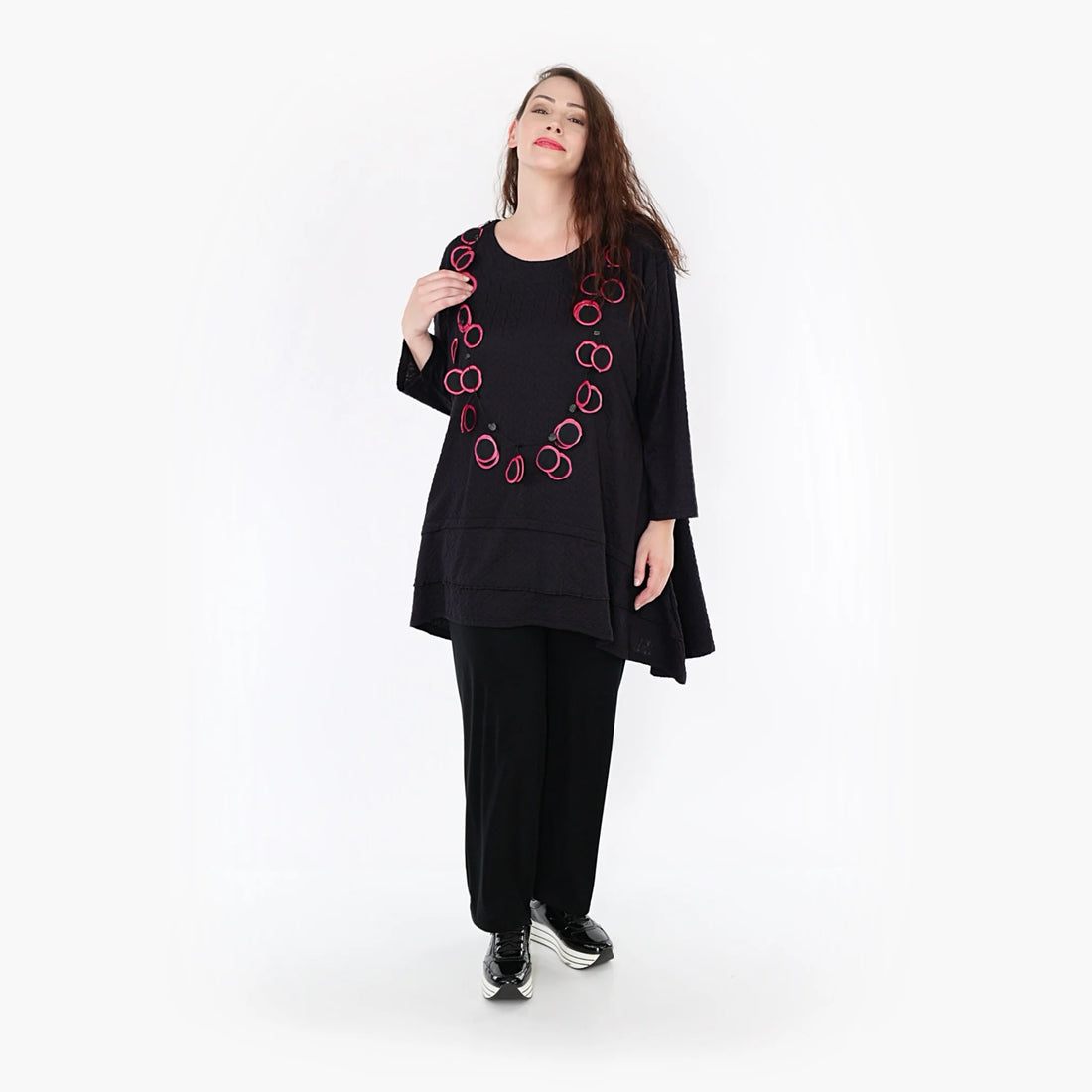  A-Form Shirt von AKH Fashion aus Viskose, 1342.06976, Schwarz, Unifarben, Schick, Modern