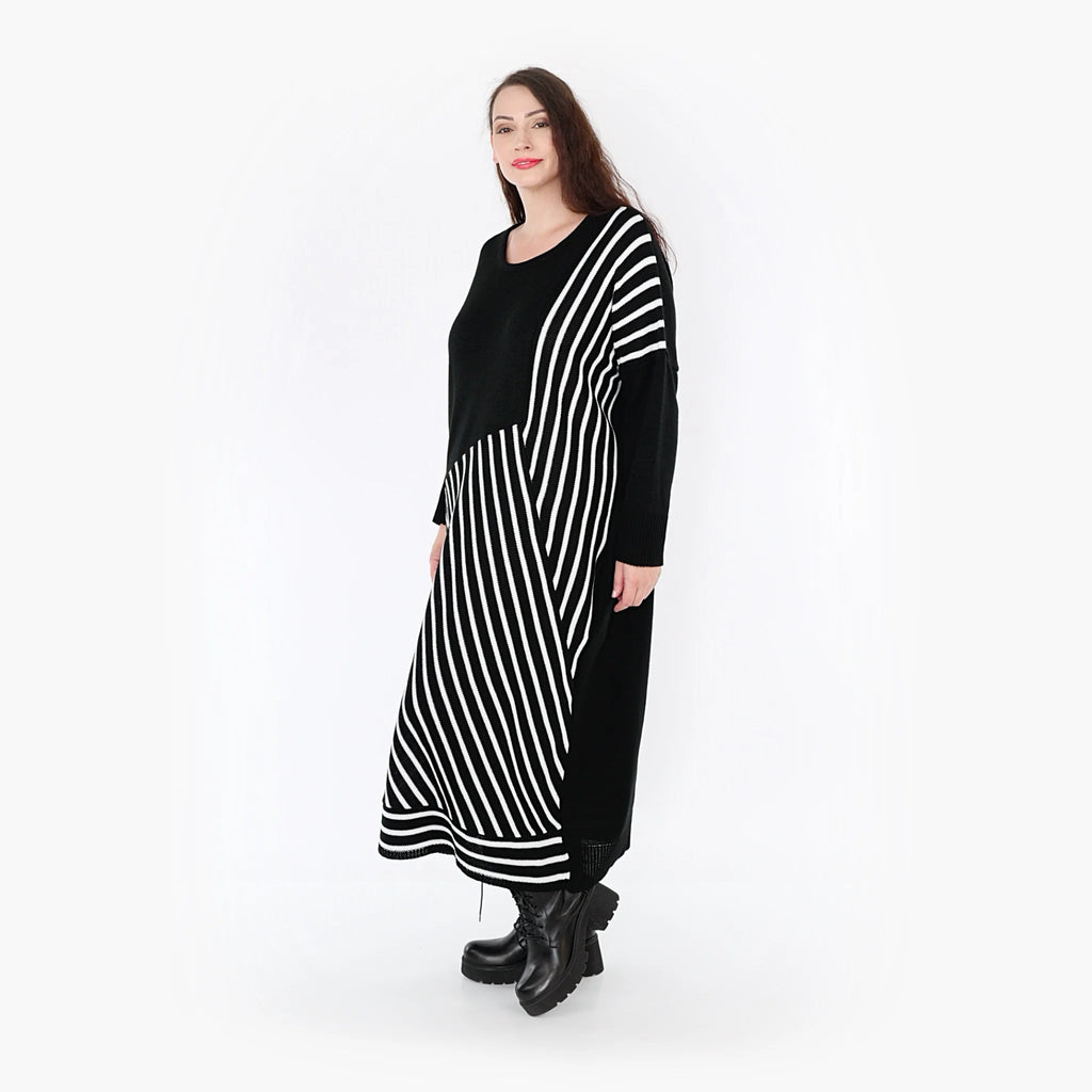  Ballonkleid von AKH Fashion aus Baumwolle, 1343.02318, Schwarz-Weiß, Schick, Modern