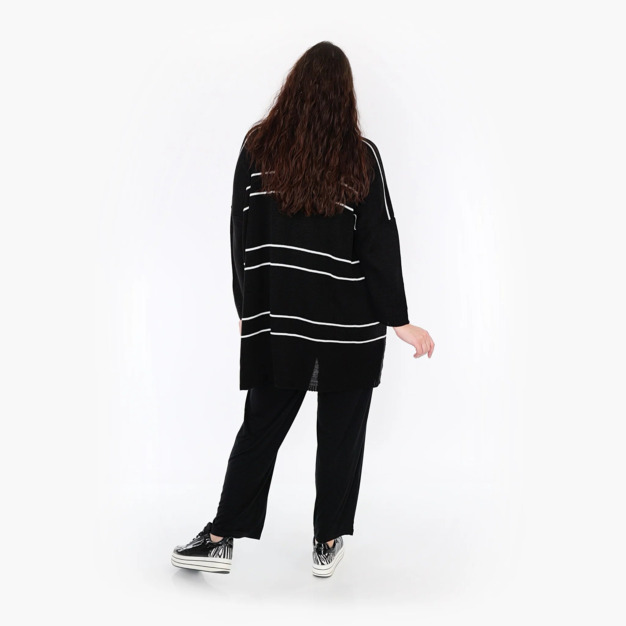  AKH Fashion Bigshirt in gerader Form, aus Baumwolle, 1343.02339, Schwarz-Weiß, Schick