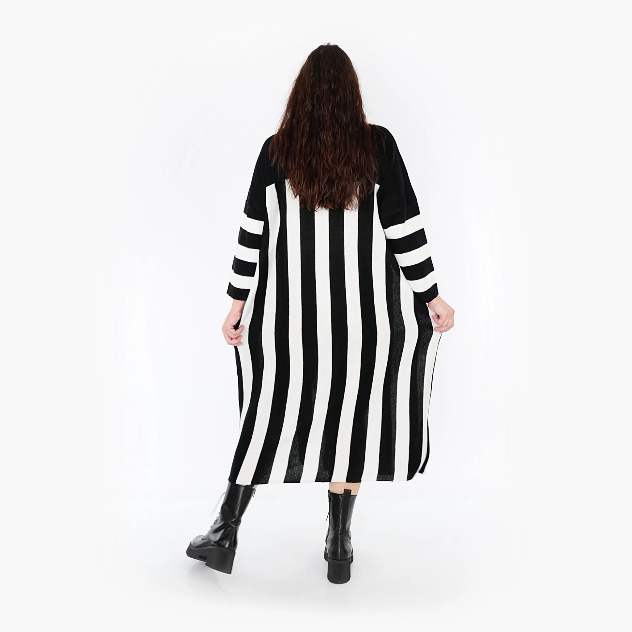  AKH Fashion Kleid in gerader Form, aus Baumwolle, 1343.02343, Schwarz-Weiß, Schick