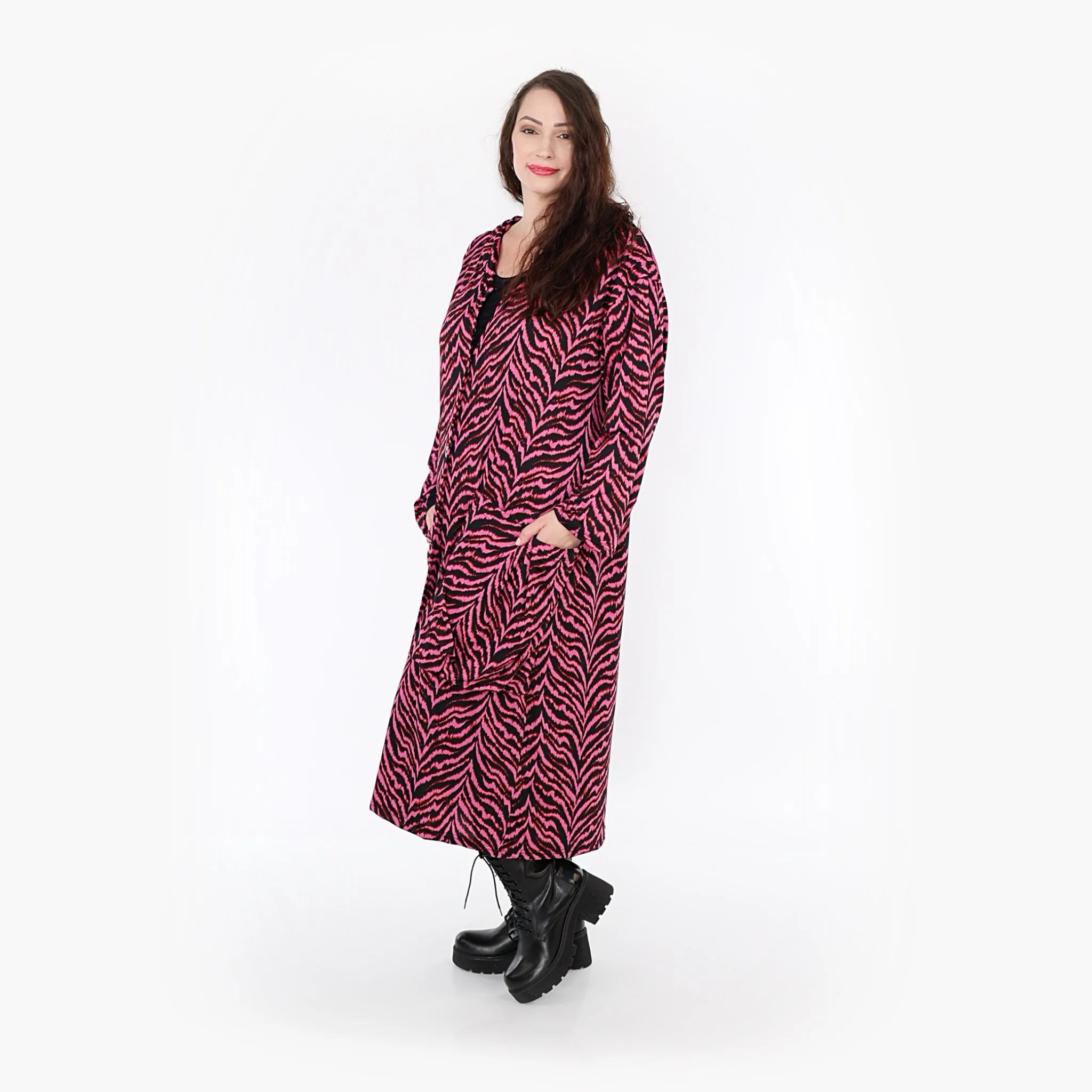  Ballonmantel von AKH Fashion aus Viskose, 1344.06976, Fuchsia-Schwarz, Schick, Modern