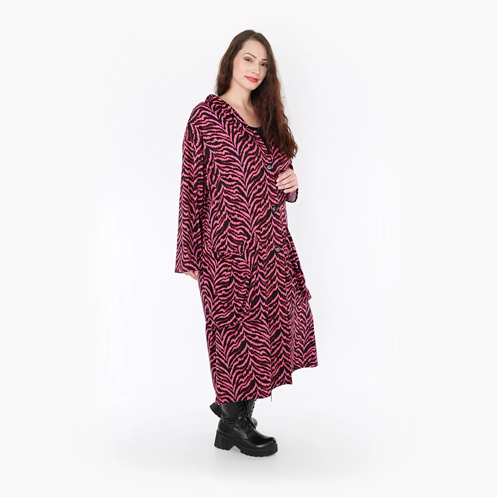  Ballonmantel von AKH Fashion aus Viskose, 1344.06976, Fuchsia-Schwarz, Schick, Modern