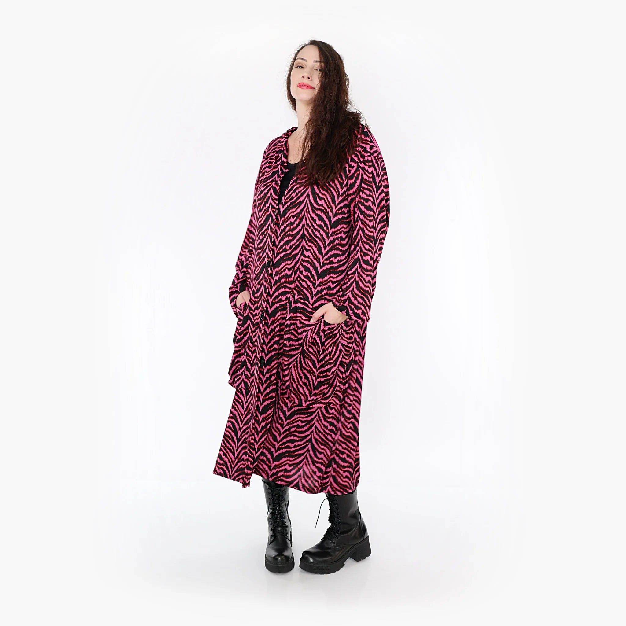  Ballonmantel von AKH Fashion aus Viskose, 1344.06976, Fuchsia-Schwarz, Schick, Modern