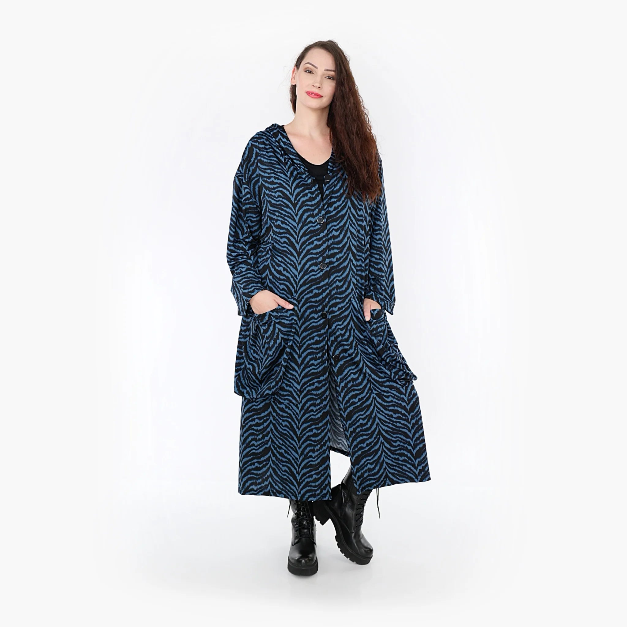  Ballonmantel von AKH Fashion aus Viskose, 1344.06976, Petrol-Schwarz, Schick, Modern