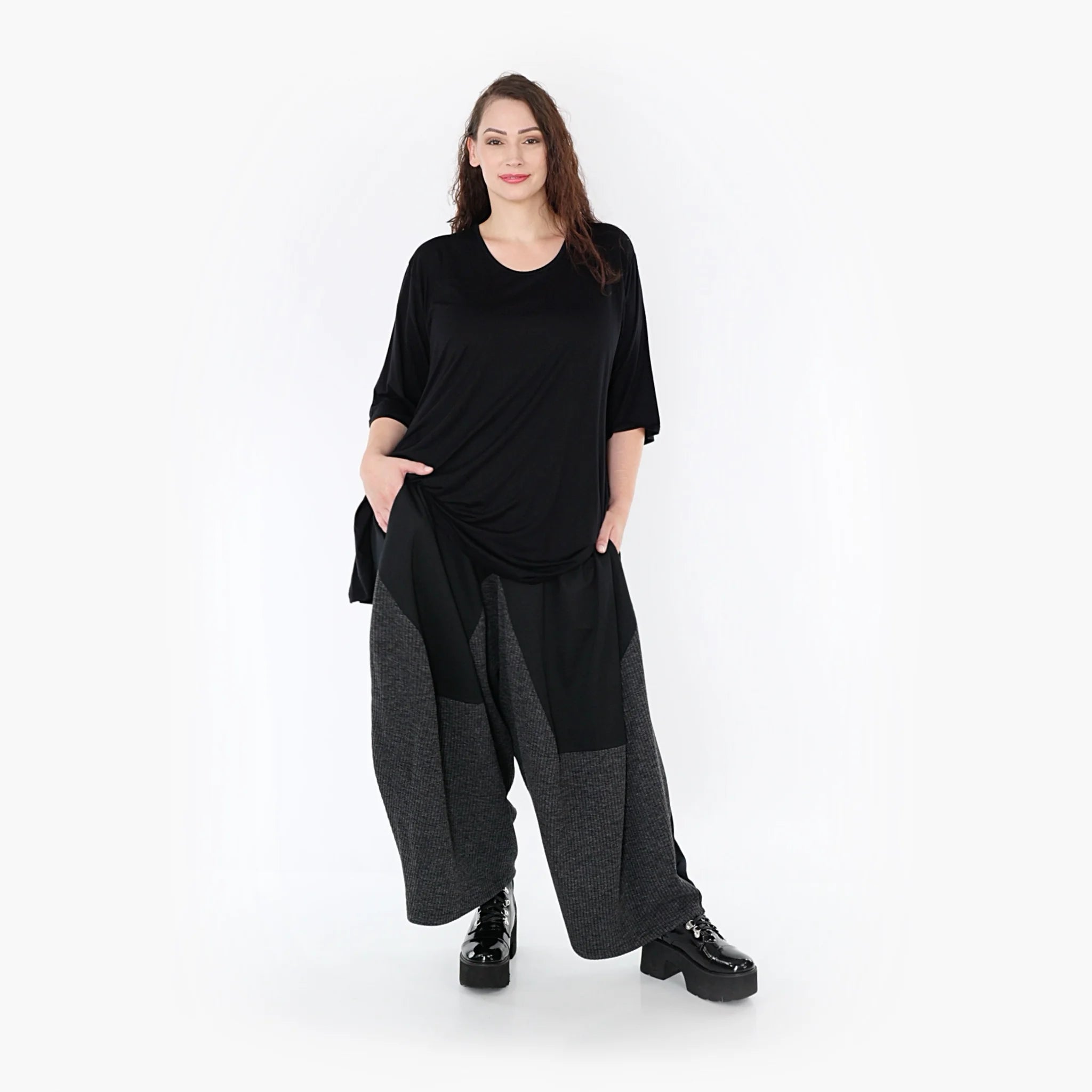  Haremshose von AKH Fashion aus Materialmix, 1346.06883, Schwarz-Dunkelgrau, Schick