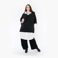  AKH Fashion Poncho in kastiger Form, aus Materialmix, 1347.06884, Schwarz, Wellen, Schick